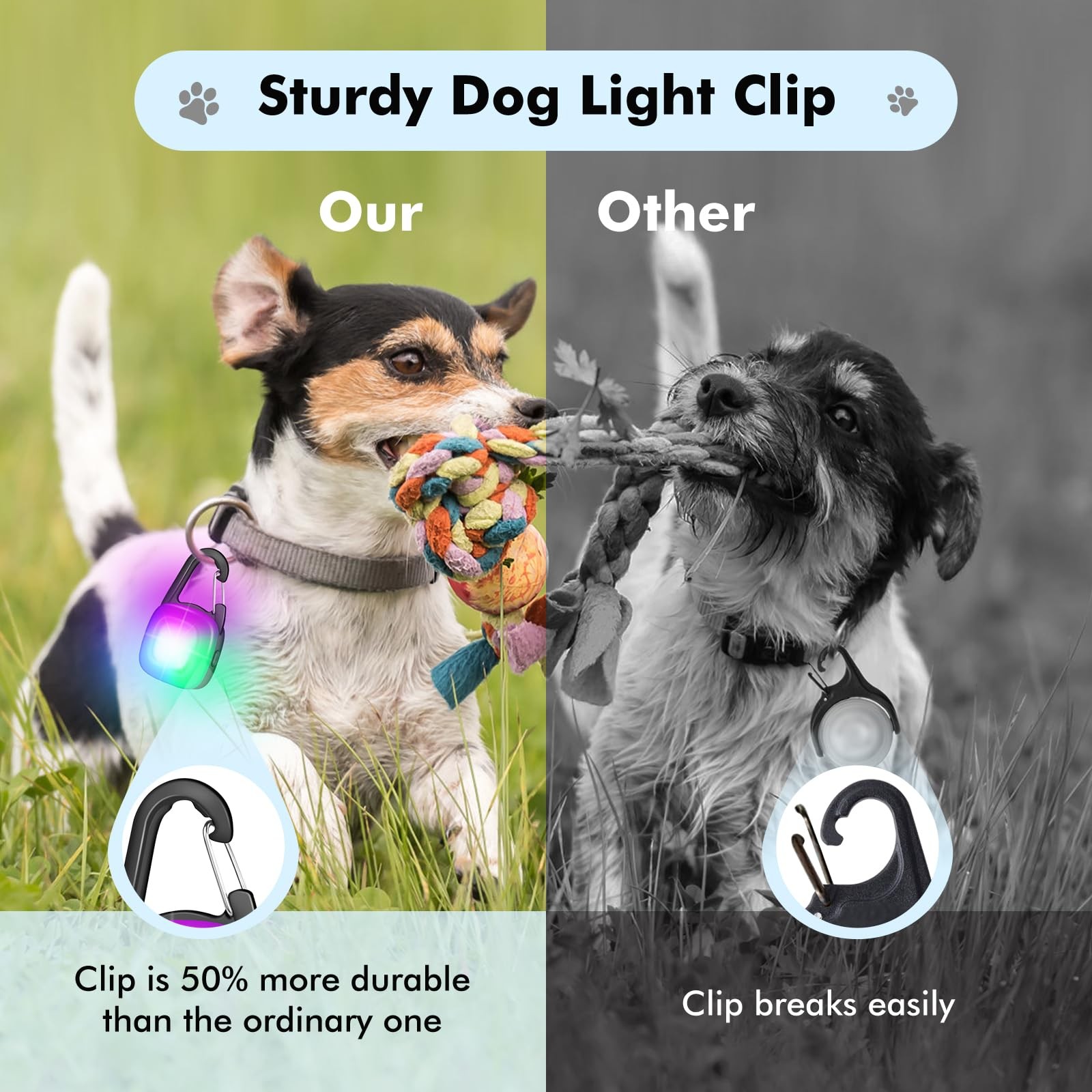 Dog Lights for Night Walking,2 Pack LED Rechargeable Safety White Red RGB