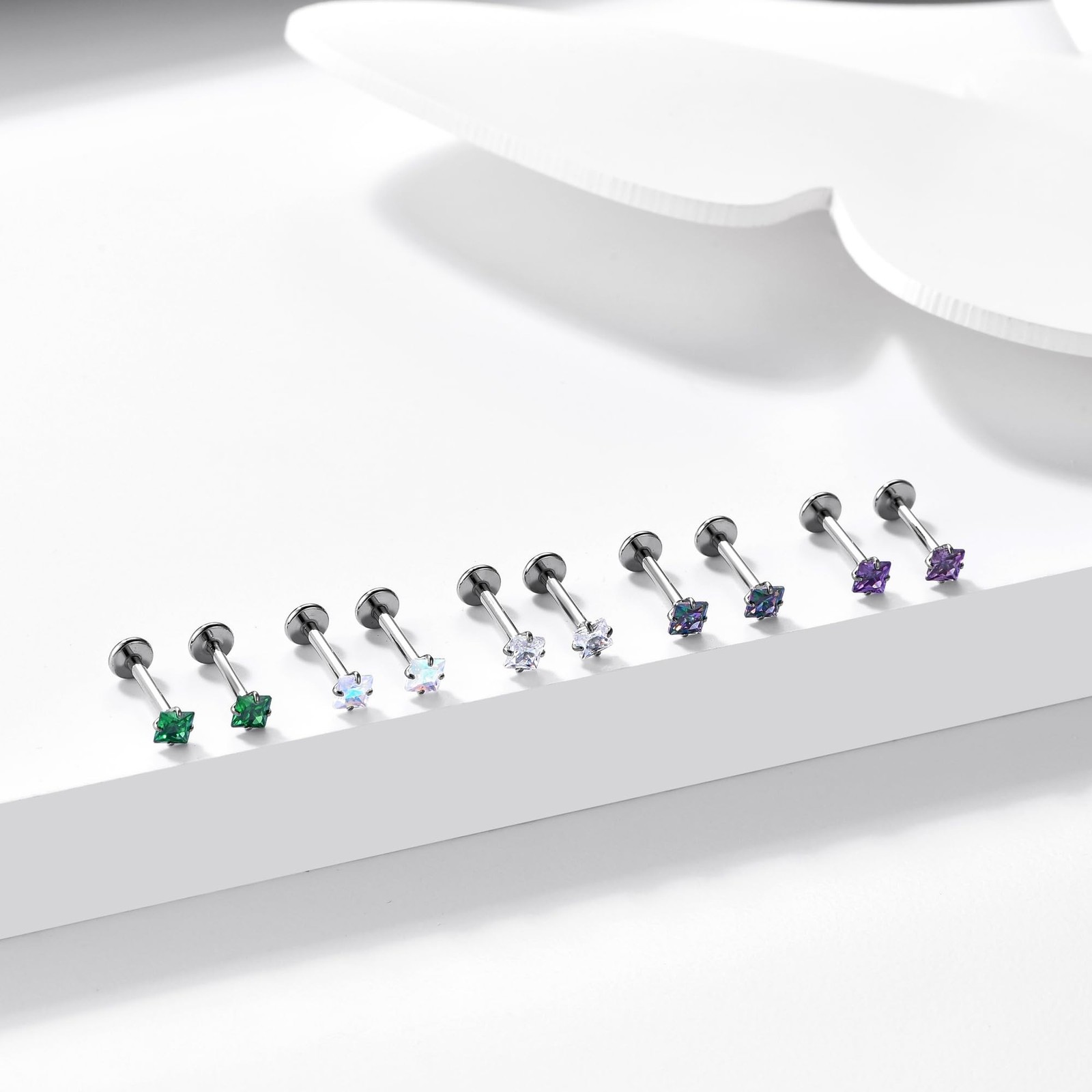 16G 18G 20G G23 Titanium Push in Labret Monroe Stud Threadless Lip Nose Stud …