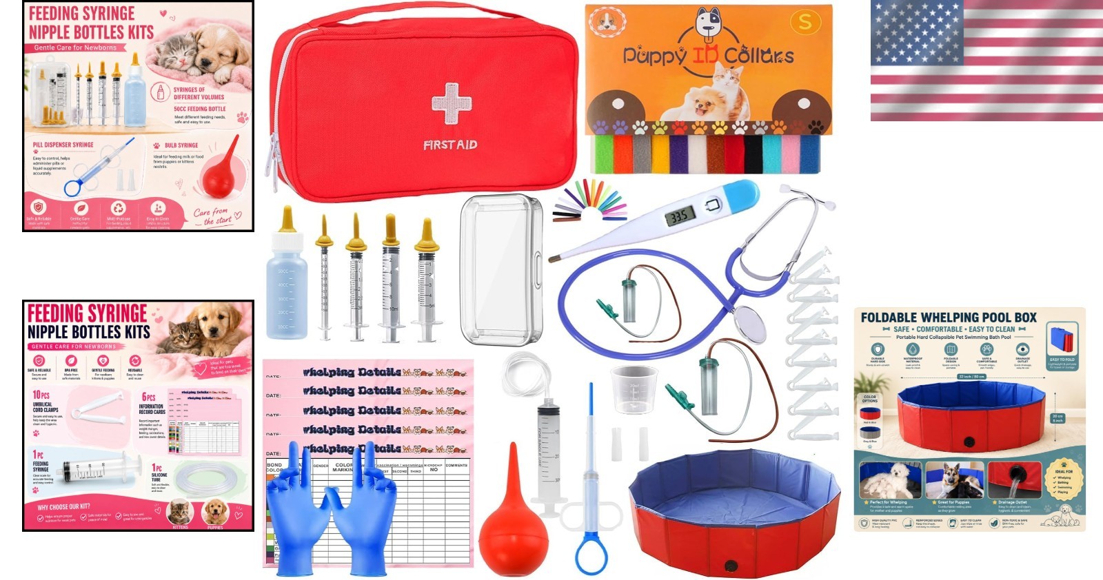Puppy Kitten Whelping Kit with 32″ Pen