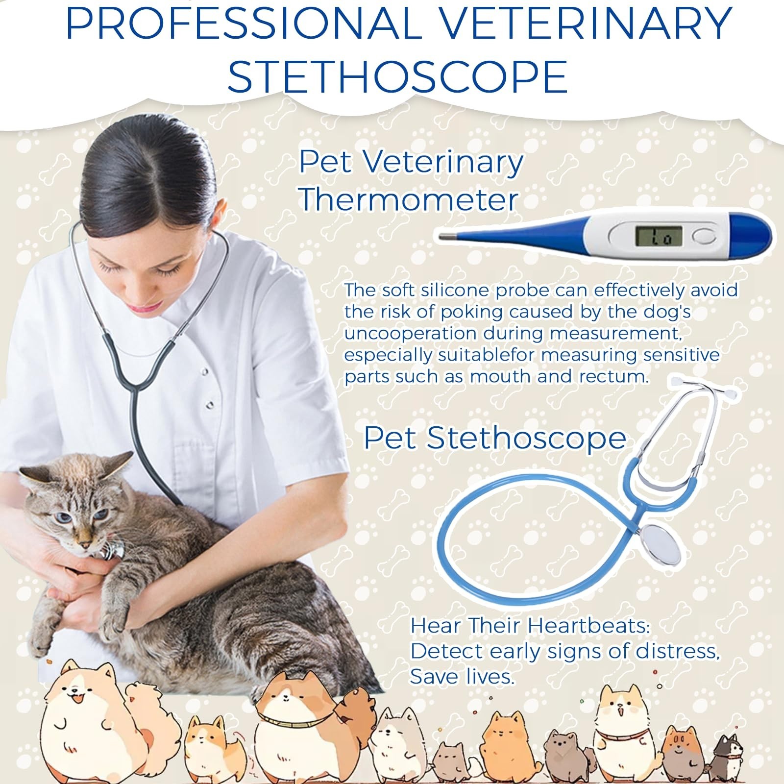 Puppy & Kitten Whelping Kit – Essentials for Newborns, Collars, Thermometer & Mo