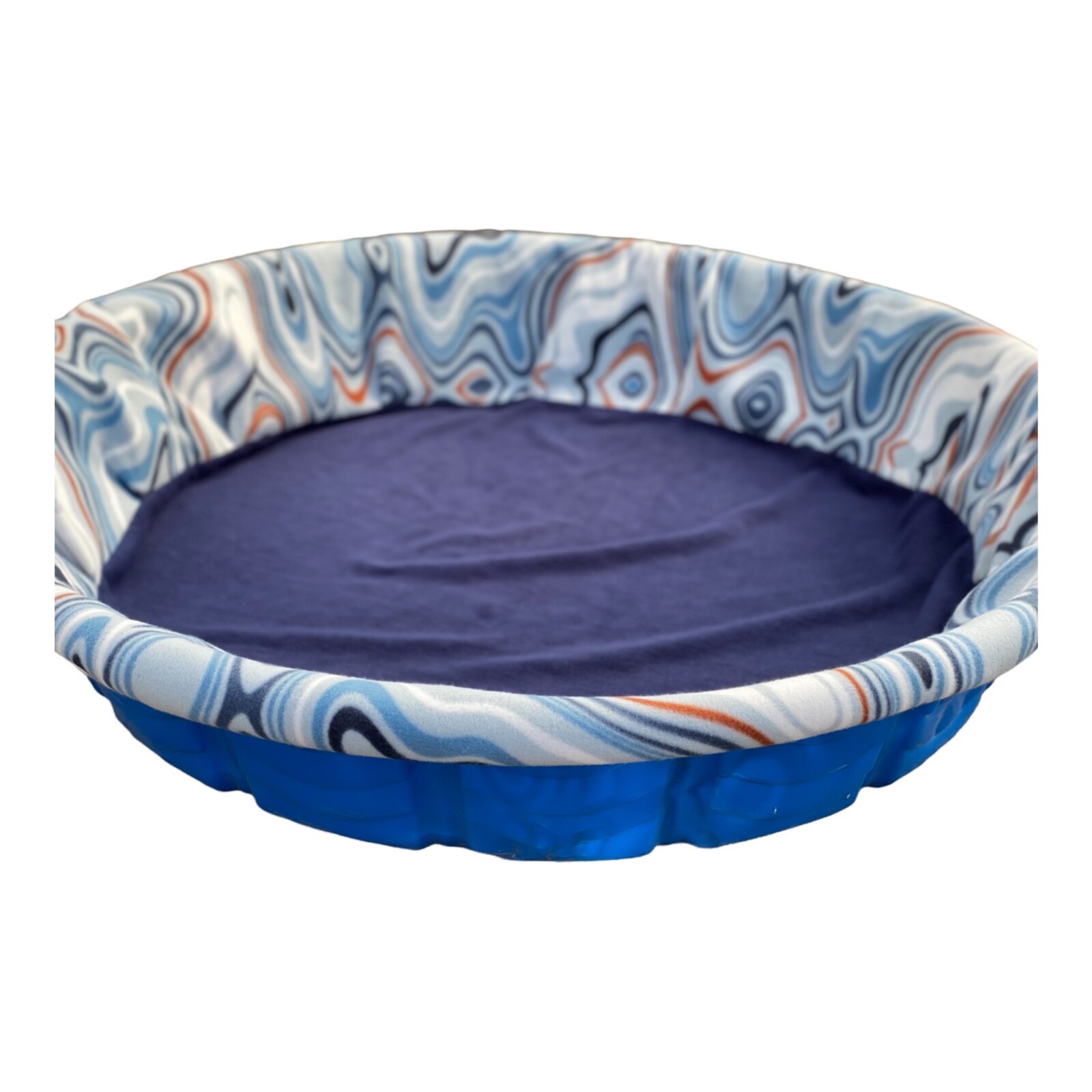 LARGE “Blue Swirl” Handmade Fleece Whelping Kiddie Pool Liner for Puppies