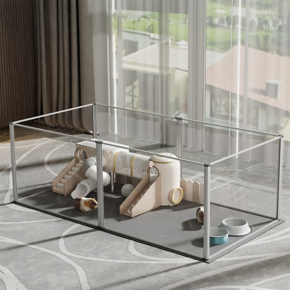 Strong Pet Playpen Clear Acrylic Whelping Box Cage Kennel w/ Pad Dog Cat Rabbit