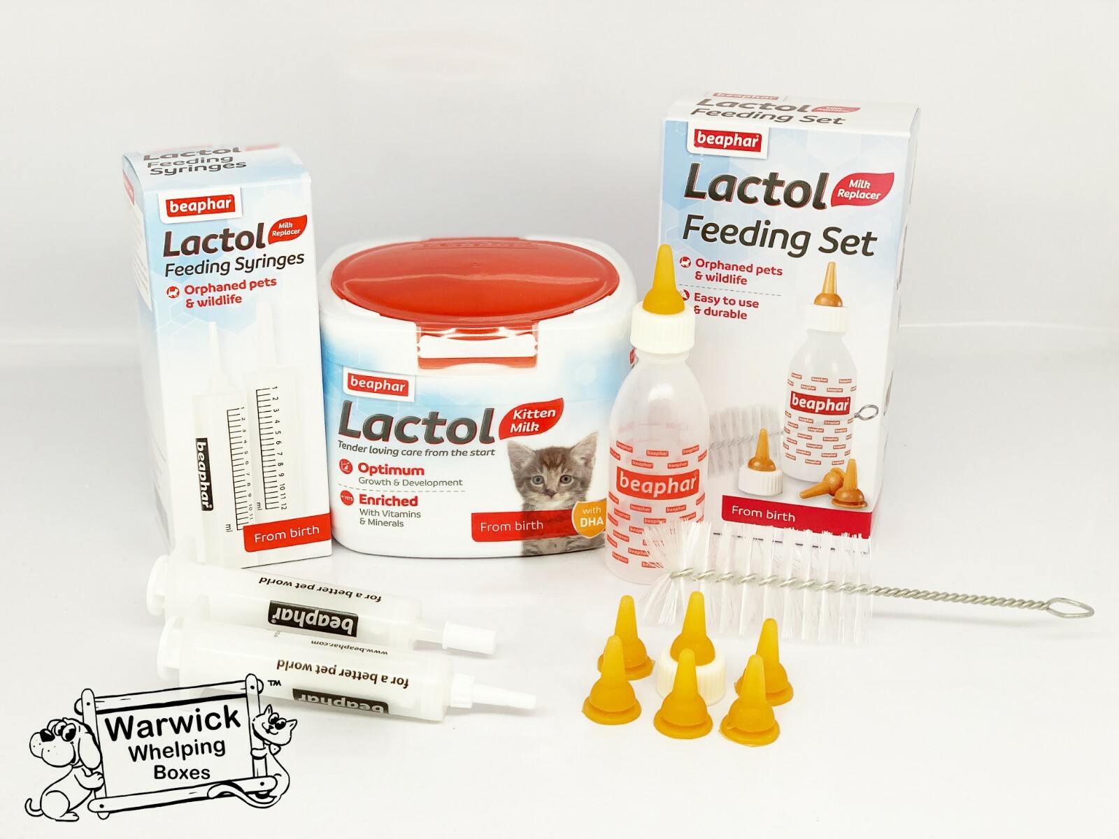 Lactol Kitten Milk 250g & Feeding Bottle Syringe & Teats Cat Whelping Kit Kitty