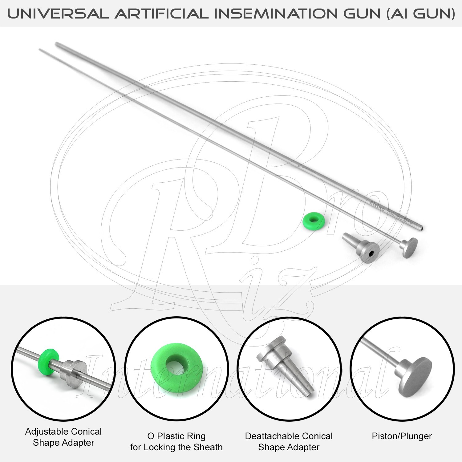 Universal A-I Gun Detachable Stainless Steel 18″ Artificial Insemination Gun