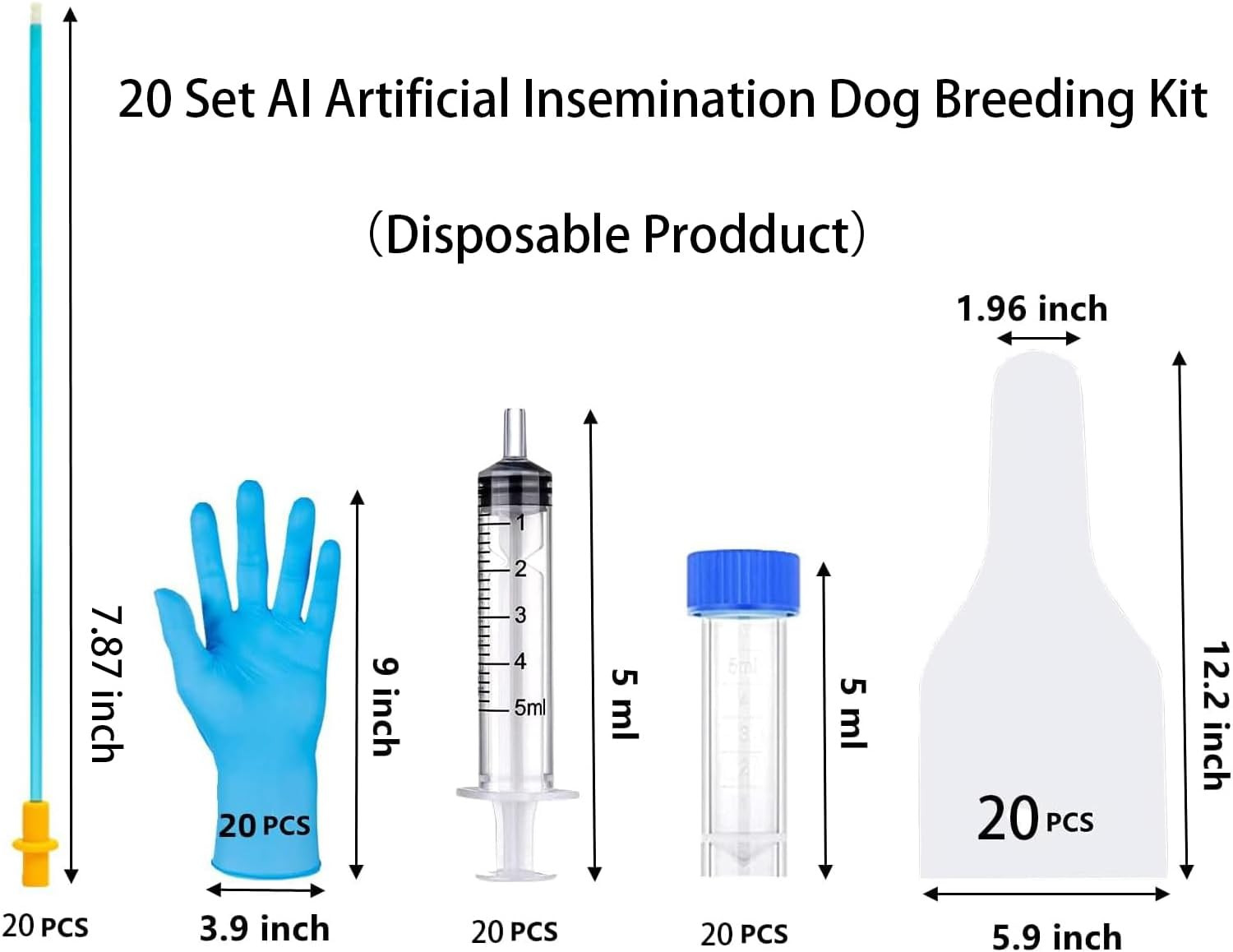 20 Set AI Artificial Insemination Dog Breeding Kit, Dog Ai Breeding Kit, Insemin