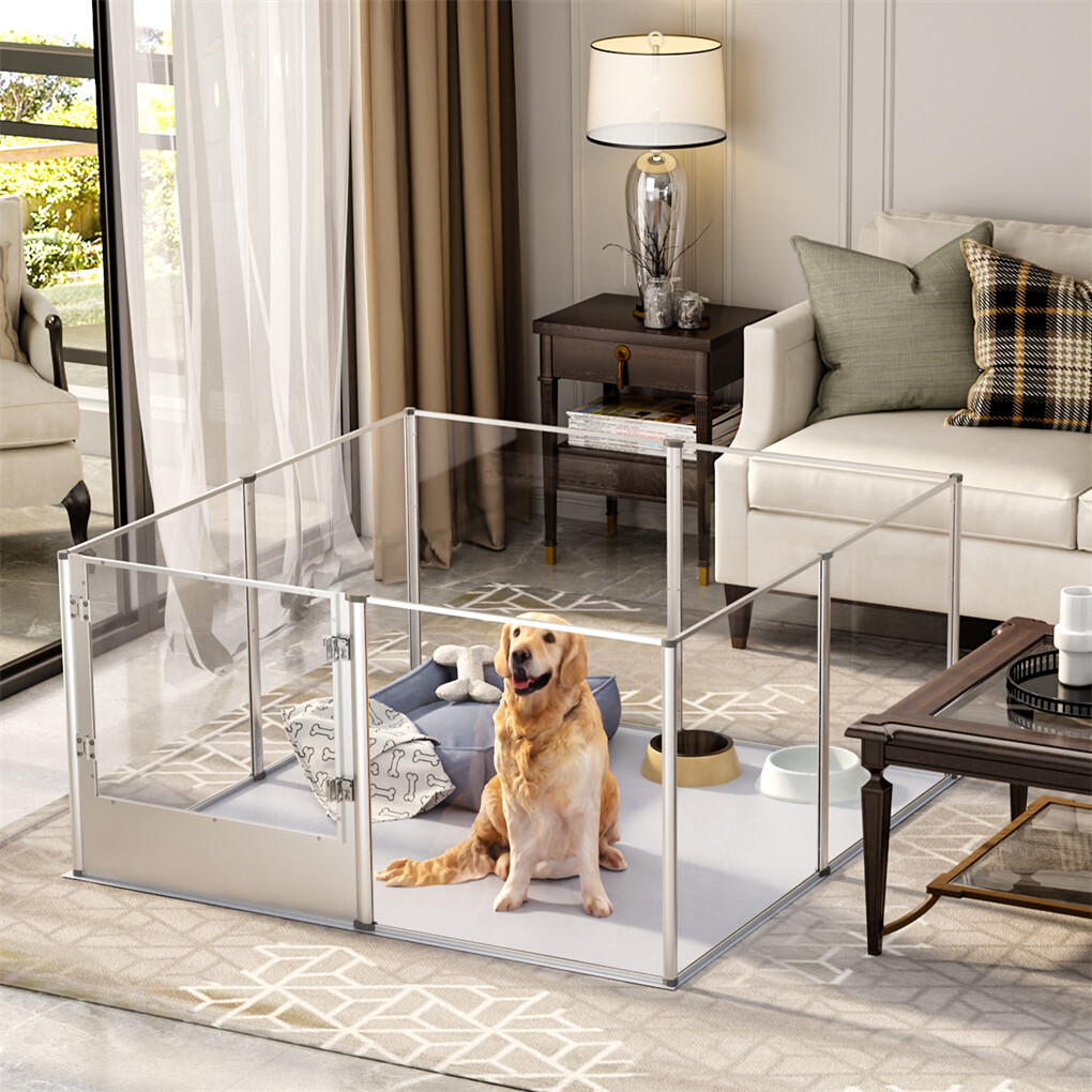 XXL Dog Playpen Pet Birth Fence Indoor Enclosure Scratch-Resistant Acrylic Box
