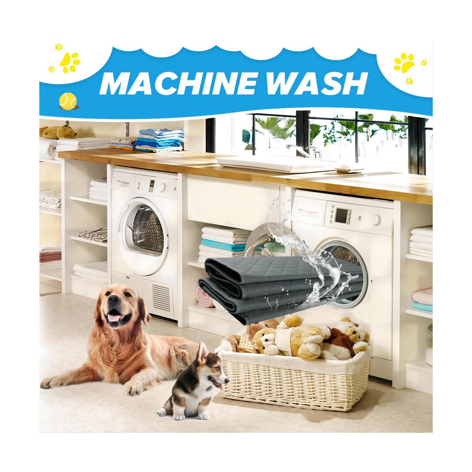 Washable Pee Pads for Dogs 48″x48″ Reusable Puppy Pad Pet Train… FAST USA SHIP