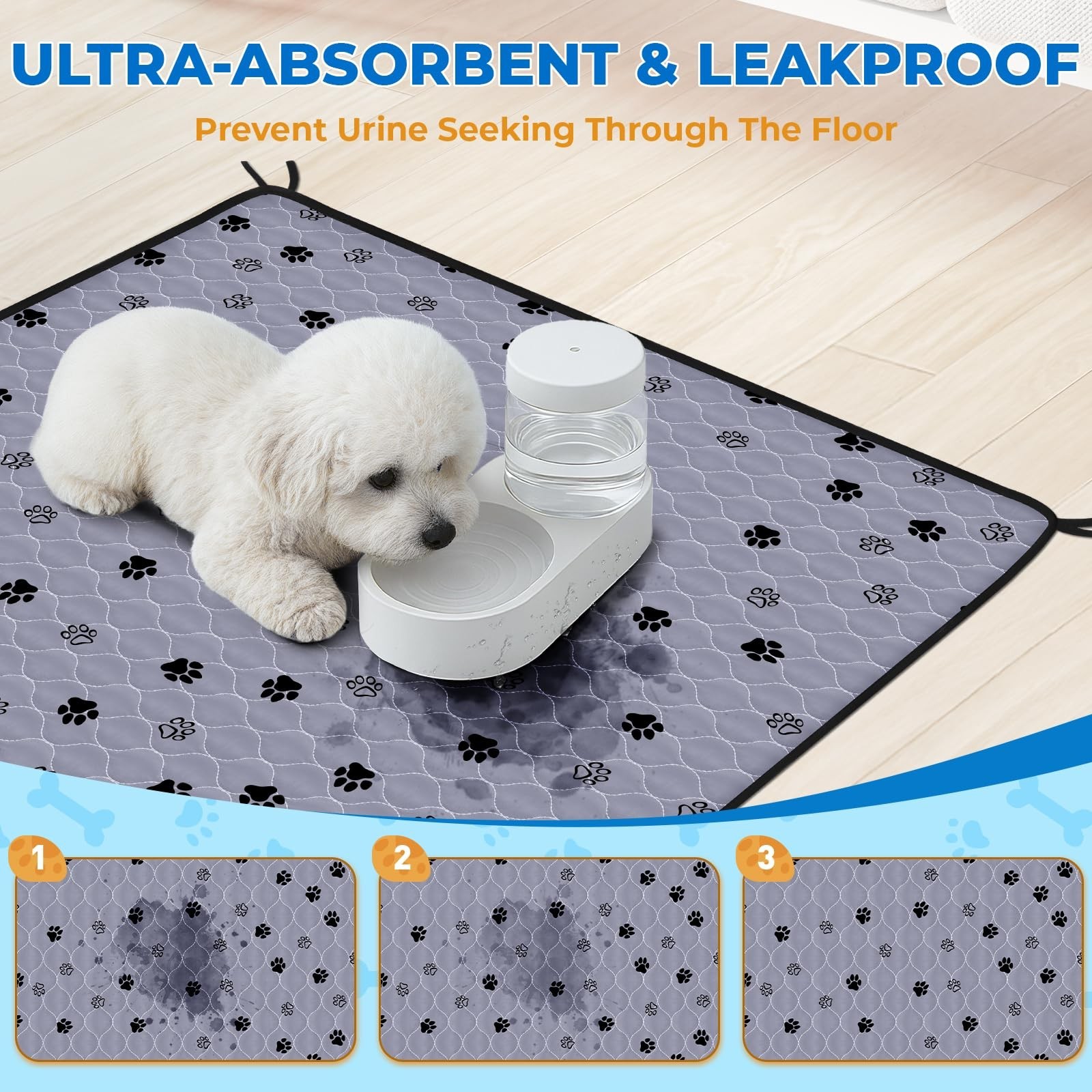 Fostanfly Washable Dog Pee Pads Extra Large 72”x80” Instant Absorb Training…