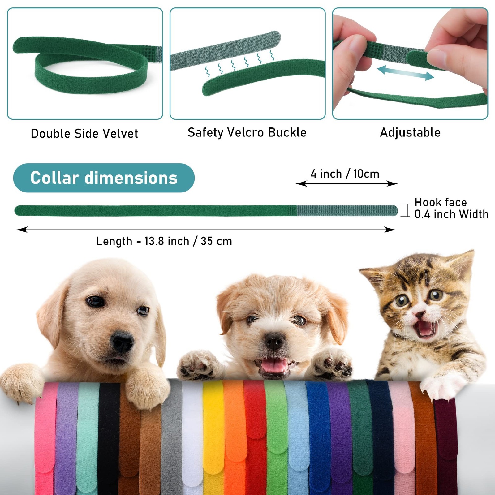 GAMUDA 20 Newborn Puppy Collars – Super Soft Double Velvet Whelping Puppy