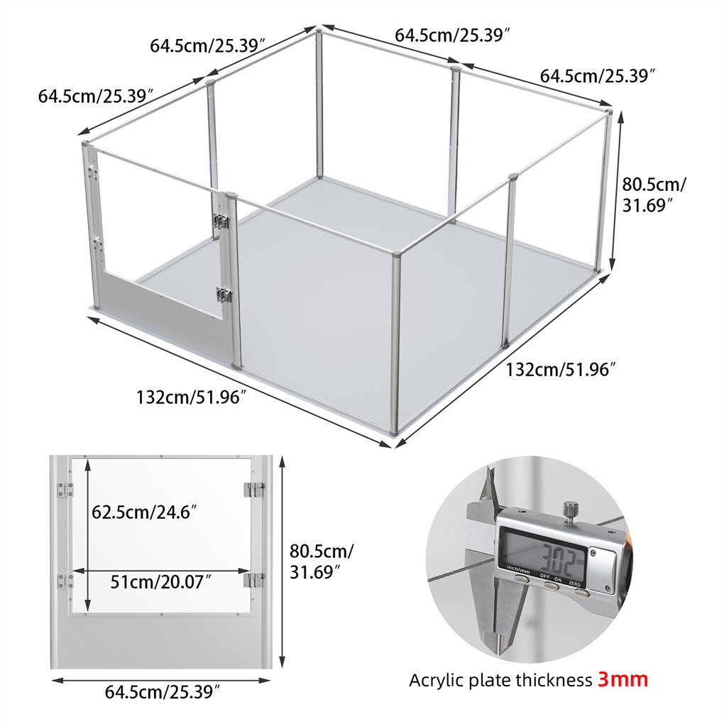 XXL Dog Playpen Pet Birth Fence Indoor Enclosure Scratch-Resistant Acrylic Box