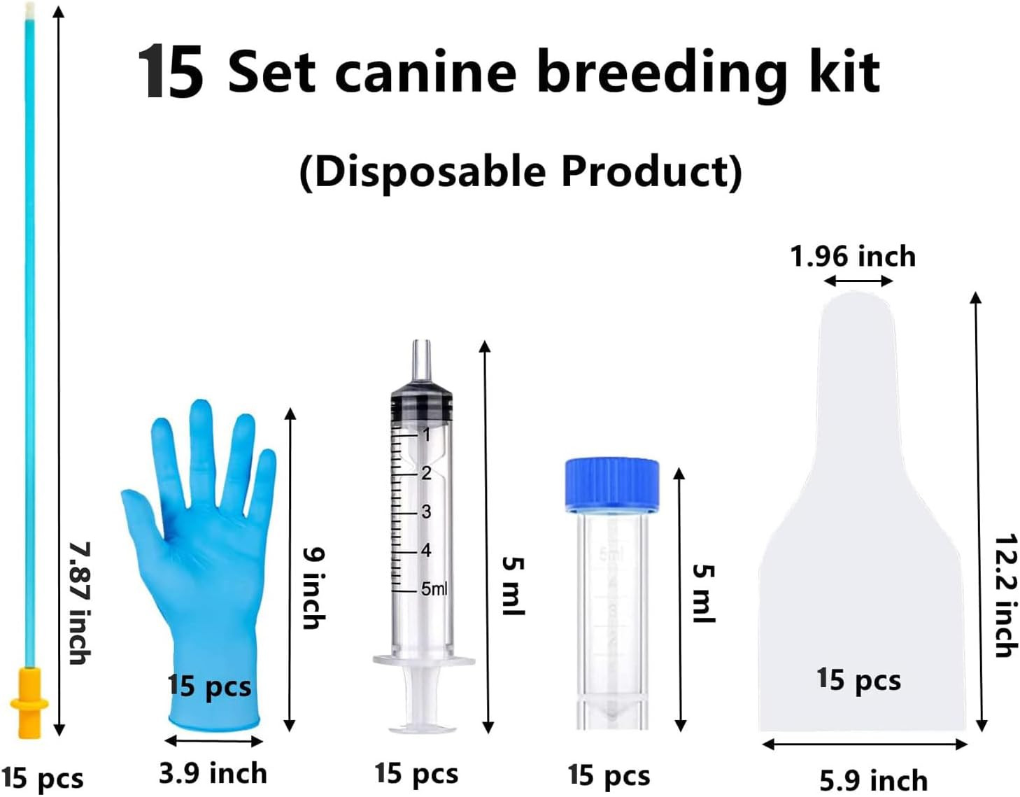 15 Set AI Artificial Insemination Dog Breeding Kit, Canine Breeding Kit
