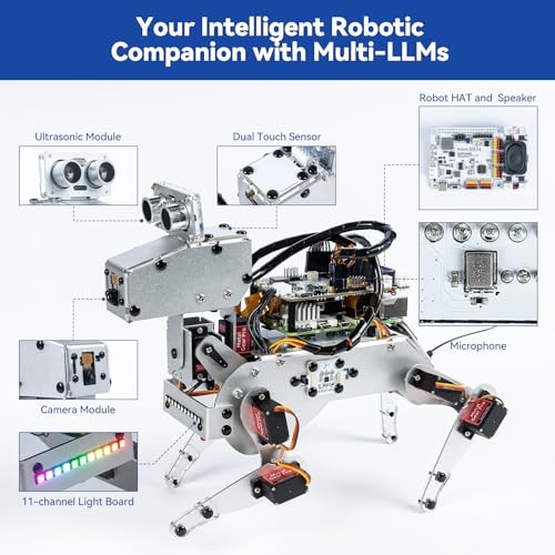 PiDog AI Robot Dog Kit for Raspberry Pi 5/4/3B+/Zero 2W, Openclaw LLMs Pidog