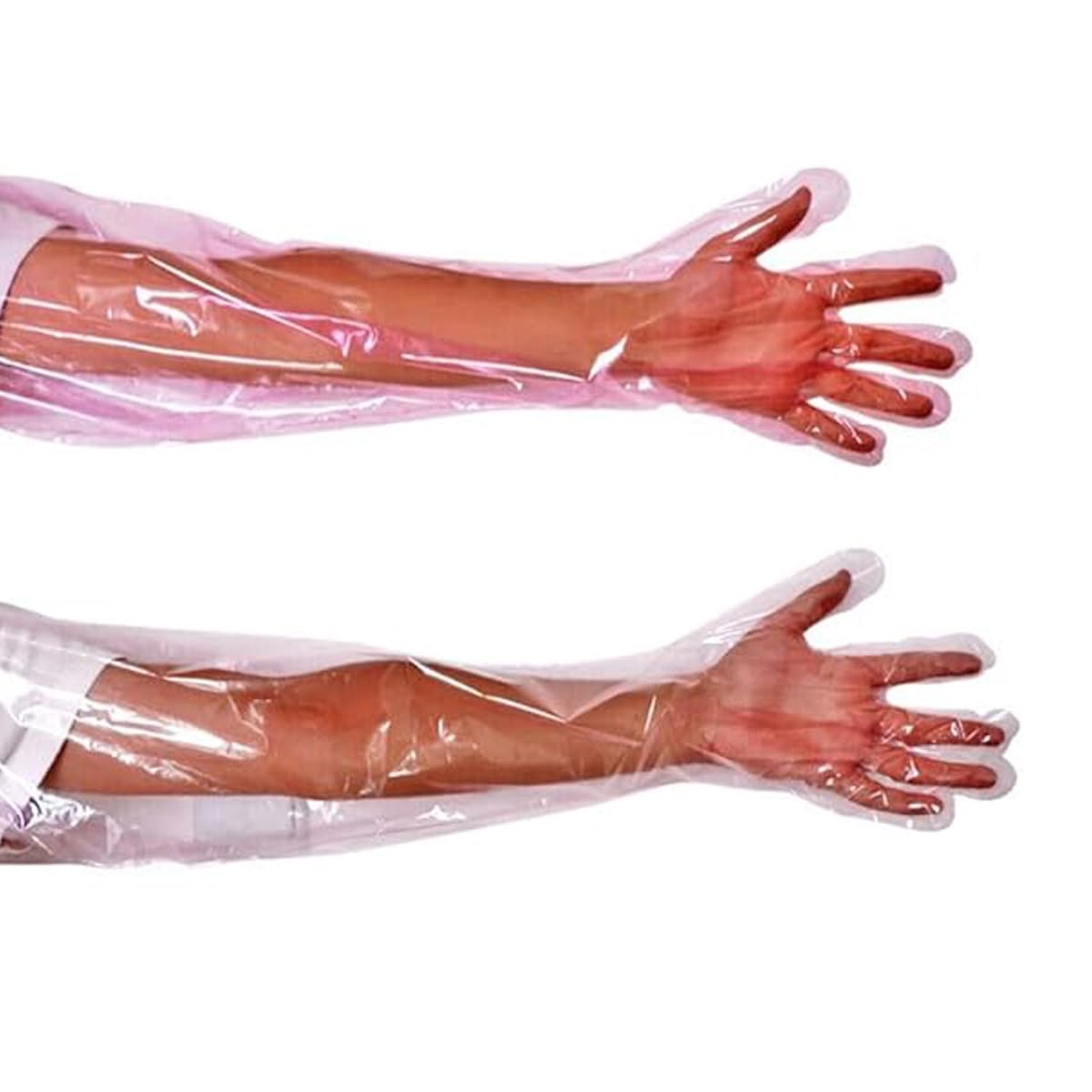 50pcs Disposable Long Plastic Gloves for Veterinary Insemination, Full Arm Ve…