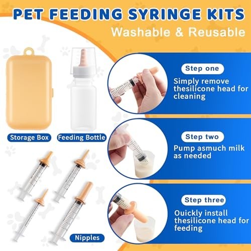 52pcs Puppy Whelping Kit, Birth Supplies for Puppies & Kittens, Feeding Bottles,