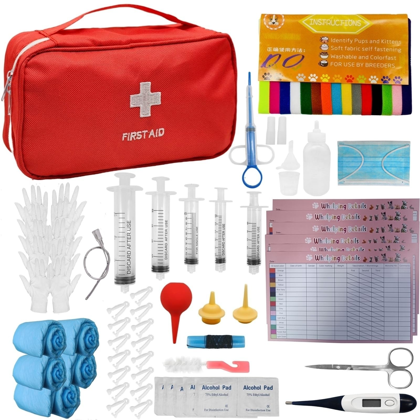 Puppy Whelping Kit – 77 Piece Reusable Birthing Essentials & Feeding Supplies
