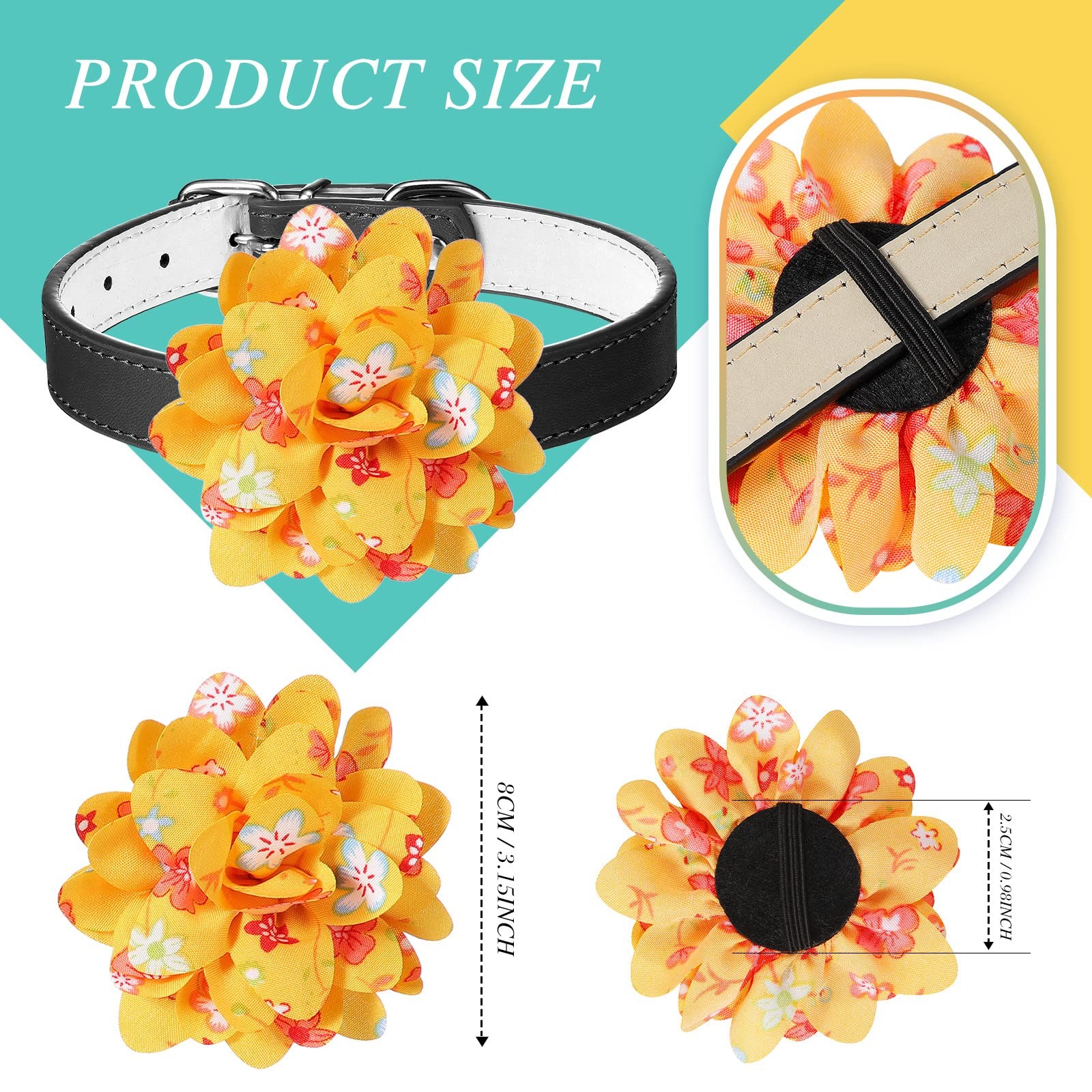Xuniea 30 Pcs Flowers Dog Collar Pet Bow Ties Multi-color 7.5 cm,