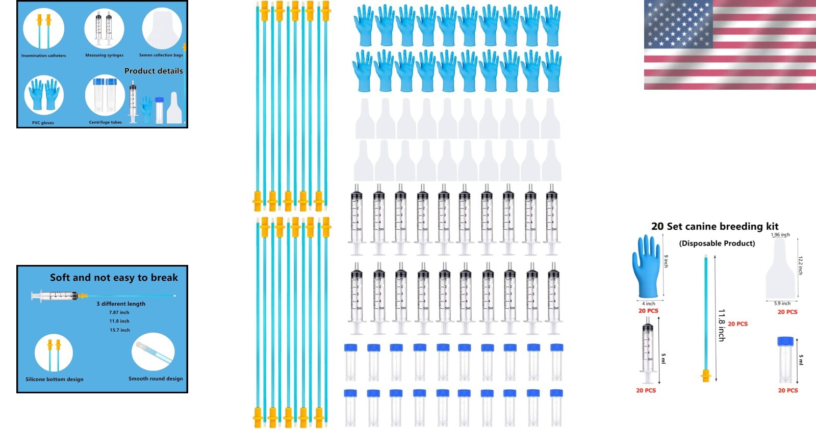 20 Set Dog Breeding Kit – AI Artificial Insemination Supplies for Canines