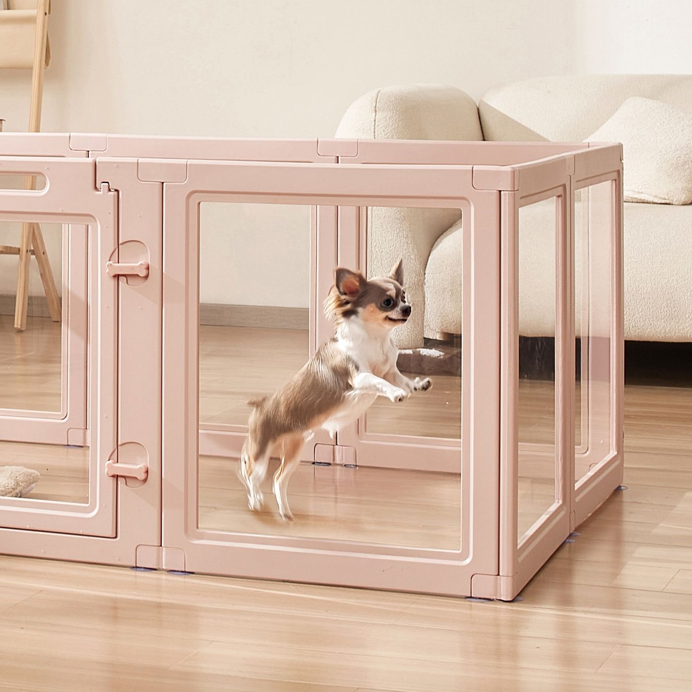 Plastic Dog Whelping Pen with Windows, 60x39x23 in, Waterproof Puppy Playpen