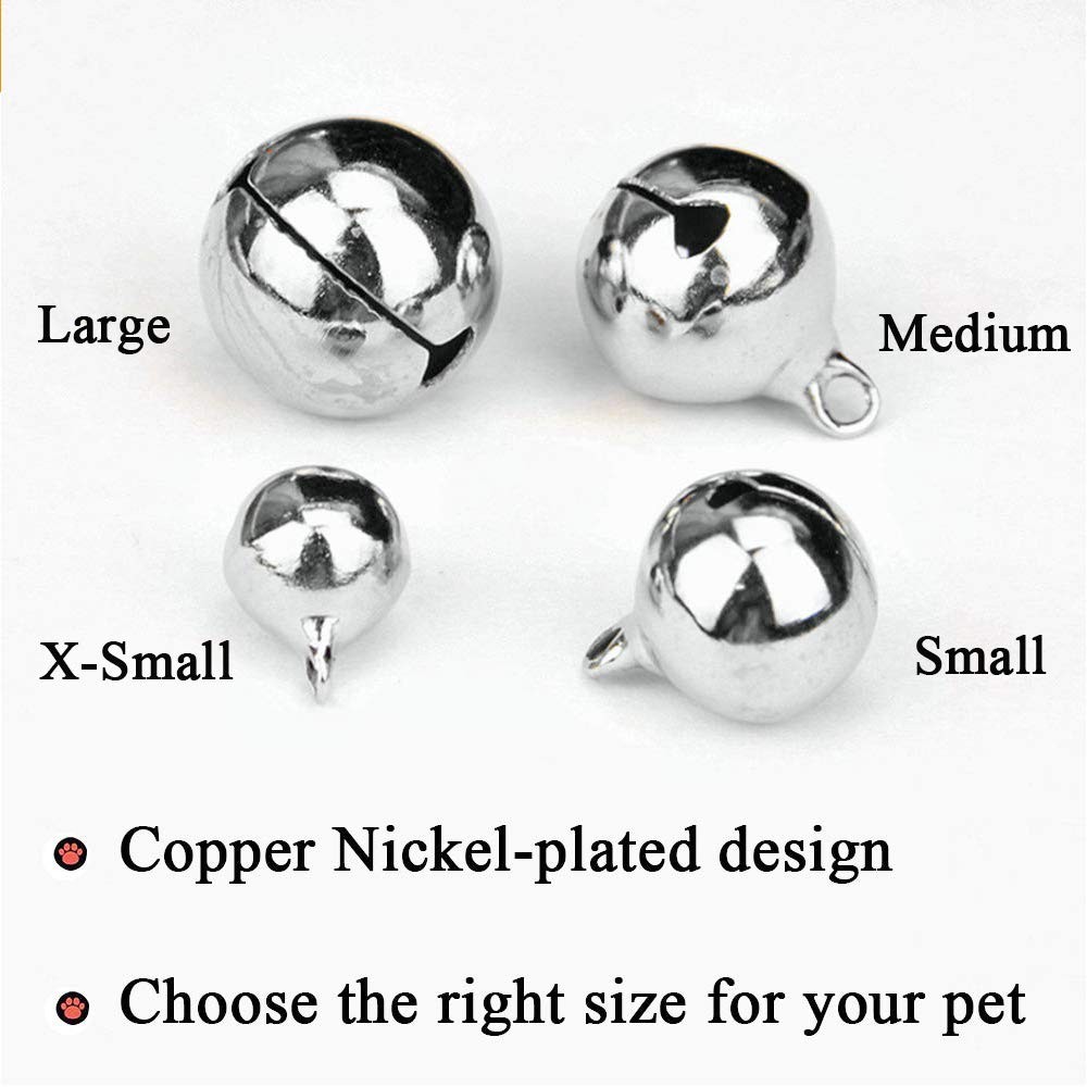 IVIA PET 4 Sets Cat Bell for Dog Collar Charm TrainingPet Medium, Silver