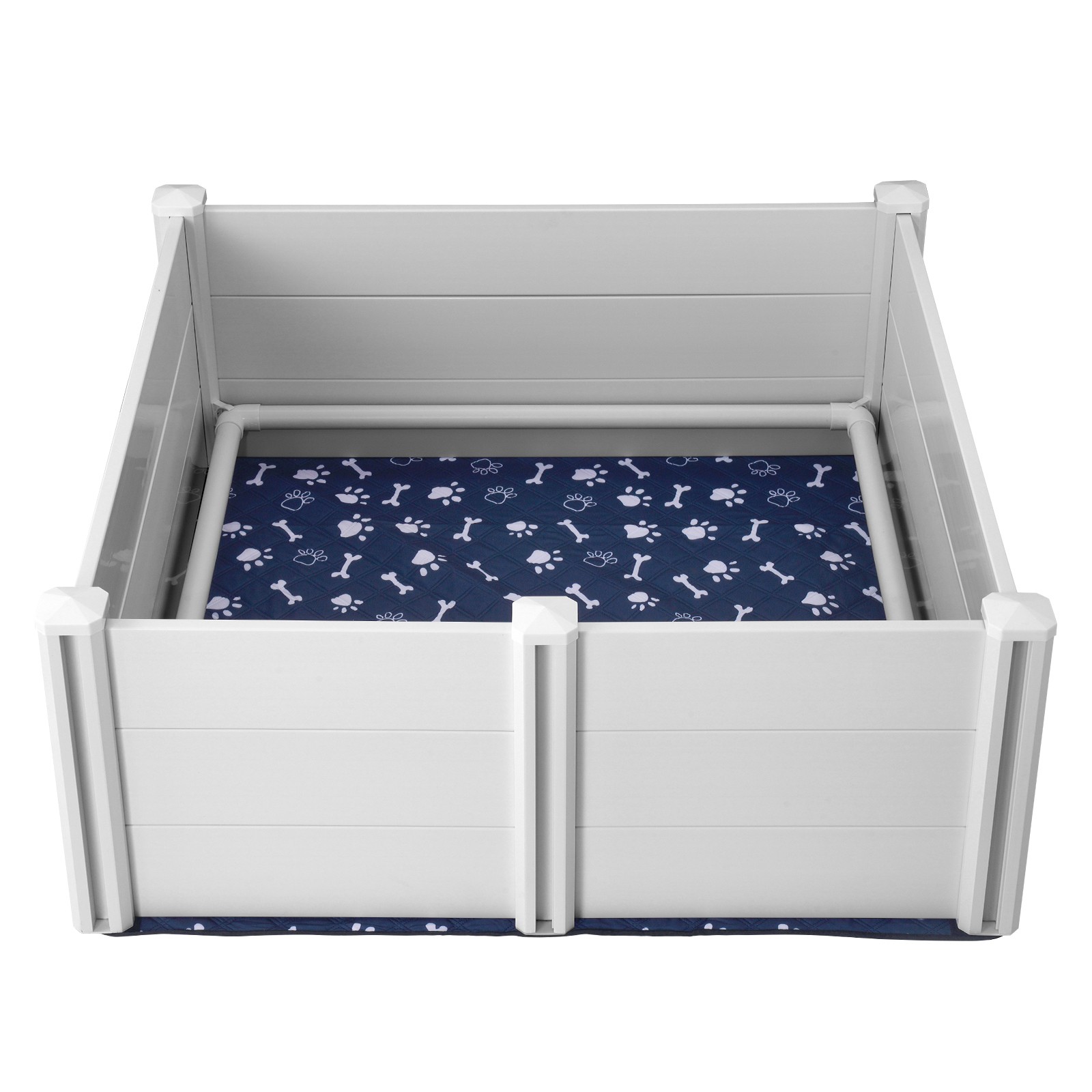 Dog Whelping Box 48 x 48 x 18.1in PVC with Rails Pee Pad for Dogs Puppies