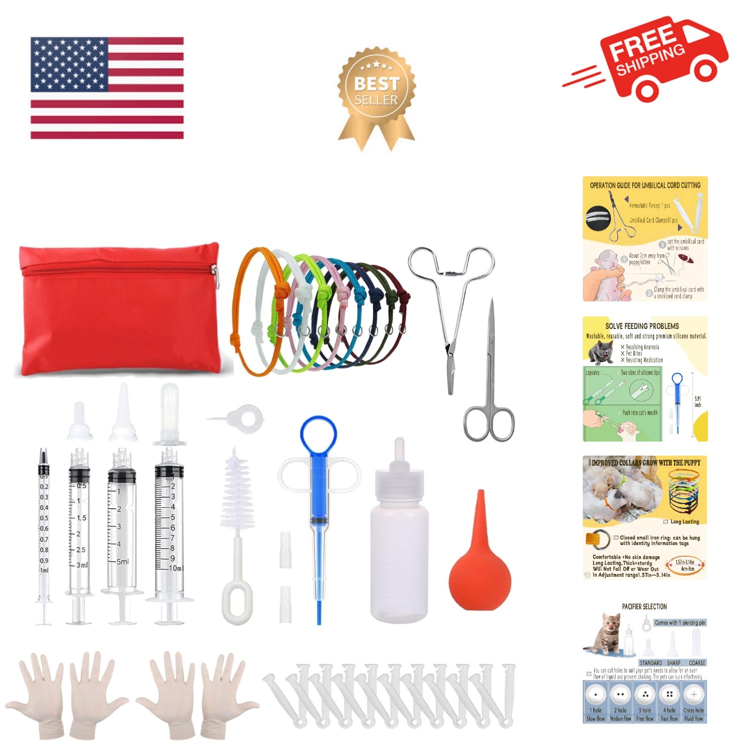 Puppy Kitten whelping supplies， whelping kit for Puppies Birth-Newborn Pets W…
