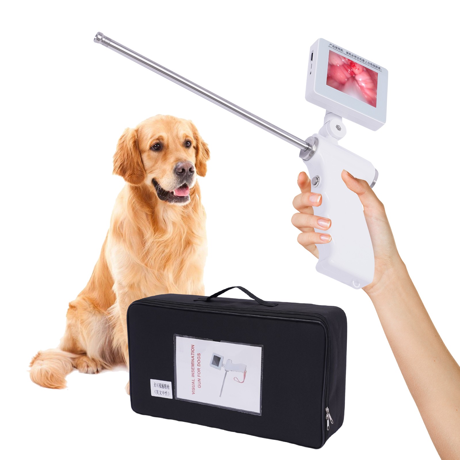 3.5 Inch Artificial Camera Screen Insemination Visual Dog Gun 360° Rotation 5MP