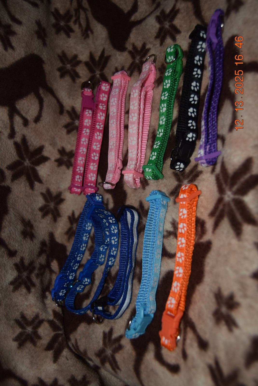 LOT(12)Soft Nylon Puppy ID Collars (Adjustable) Whelping LOCKING (NEW/USED)