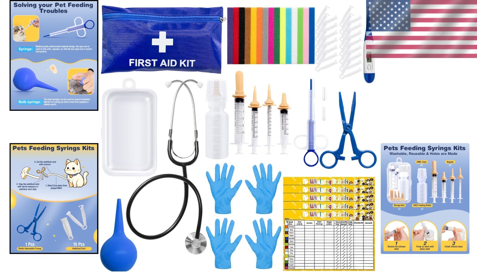 Complete 52-Piece Puppy Whelping Kit with Health Monitoring Tools for Breeders