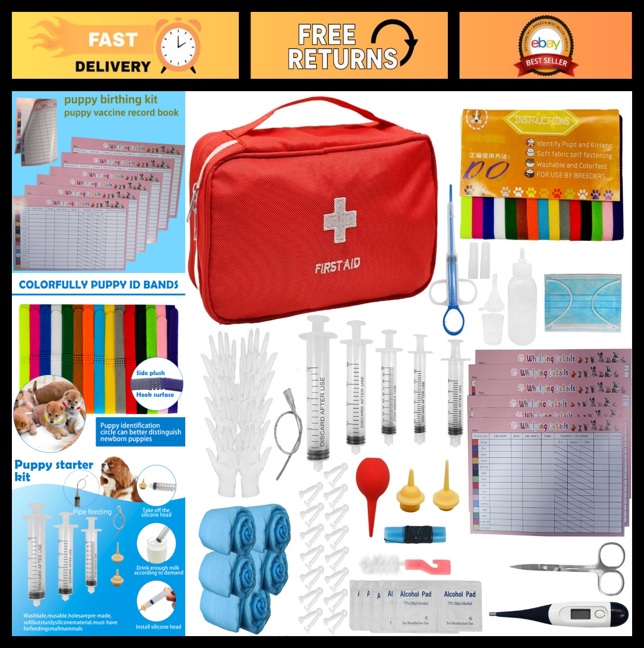 Puppy Whelping Kit – 77-Piece Birthing Essentials & Emergency Supplies for Newbo