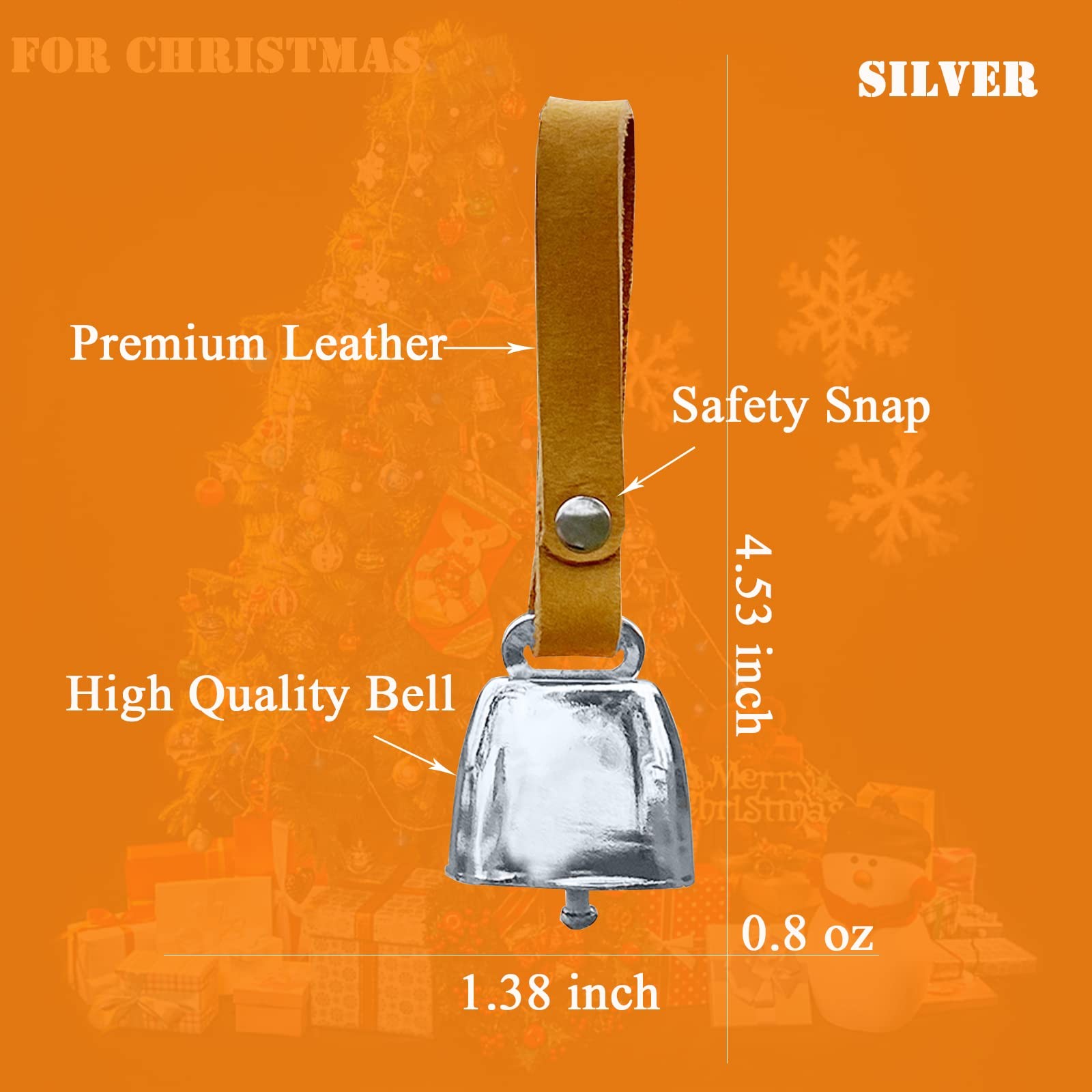 IVIA PET Dog Collar Copper Bell Pet Tracker Noise Medium, Silver
