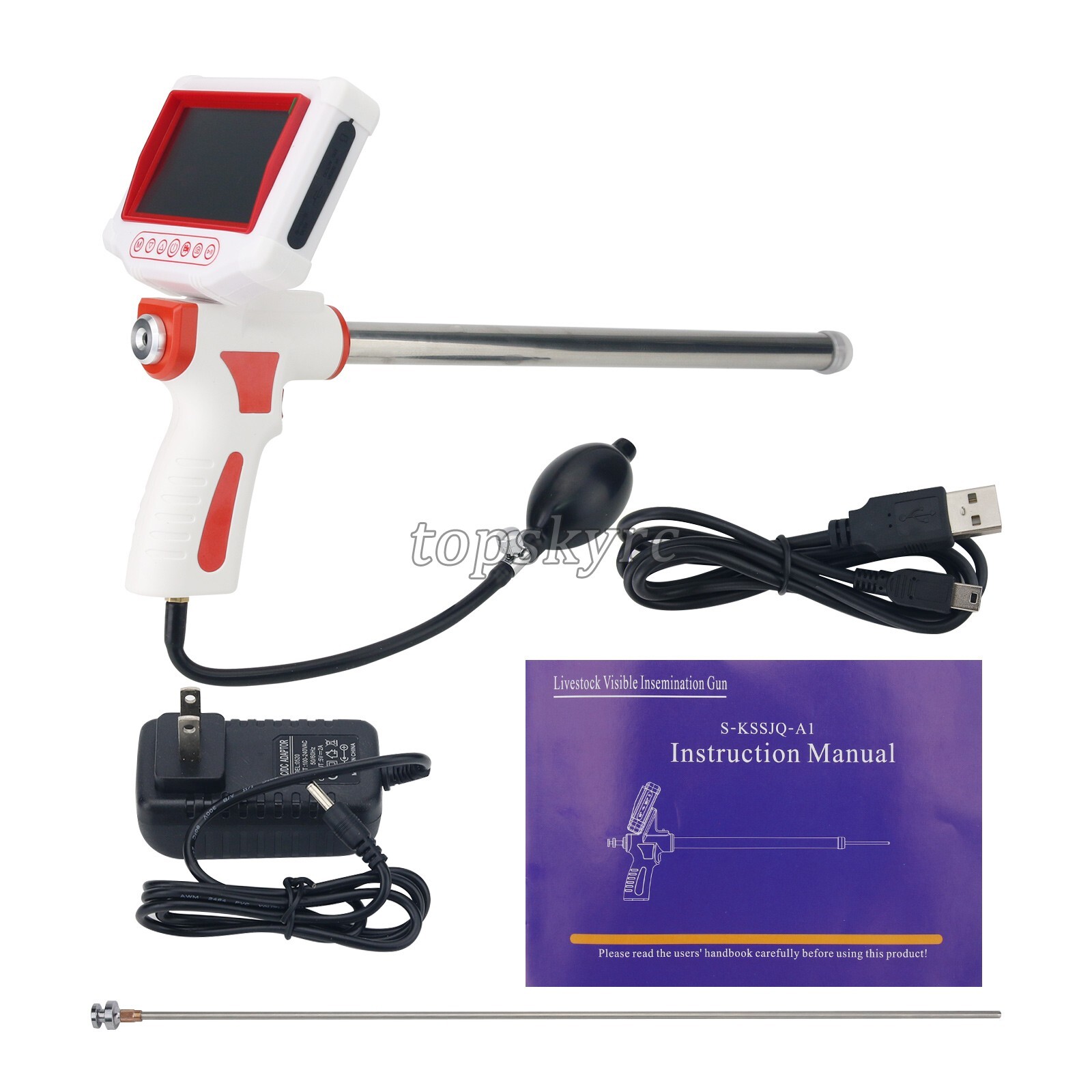 Artificial 1MP Visible Insemination Gun Manual Pumping for Cattle Horse Sheep