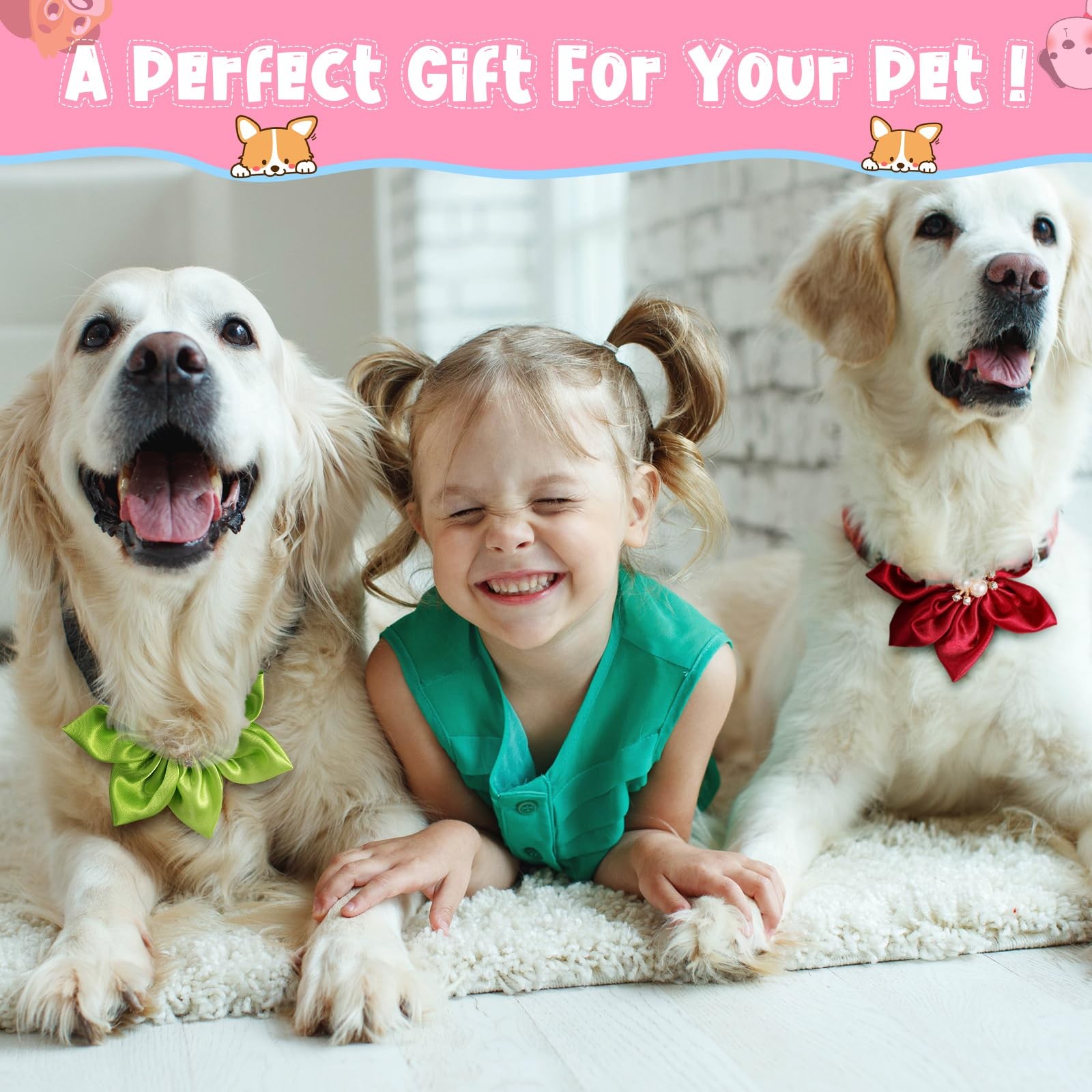 Reginary 20 Pcs Dog Collar Flowers, Pet Flower Bow Ties Multi multicolor