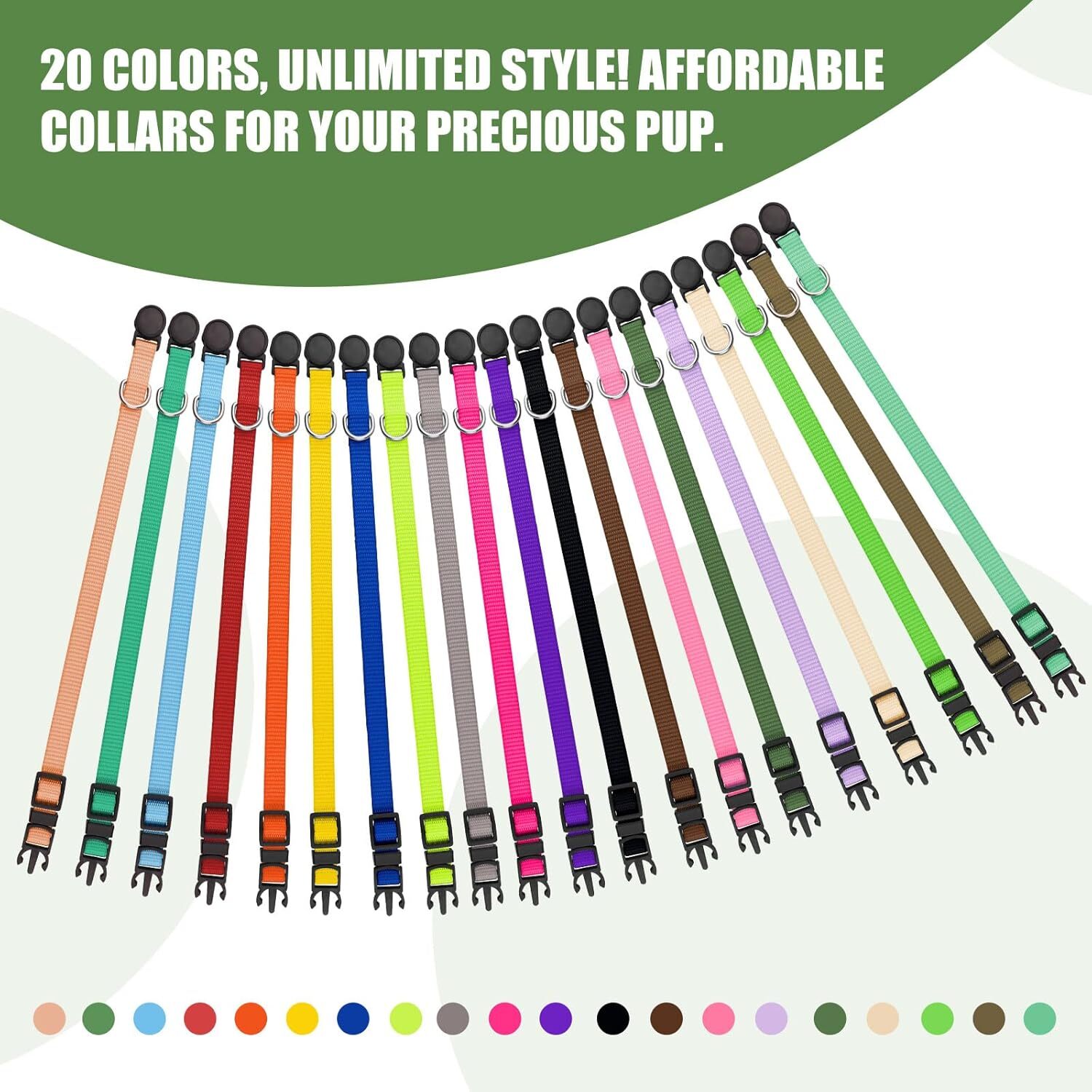 20 Pack Puppy ID Collar Identification Adjustable Breakaway Whelping Collars