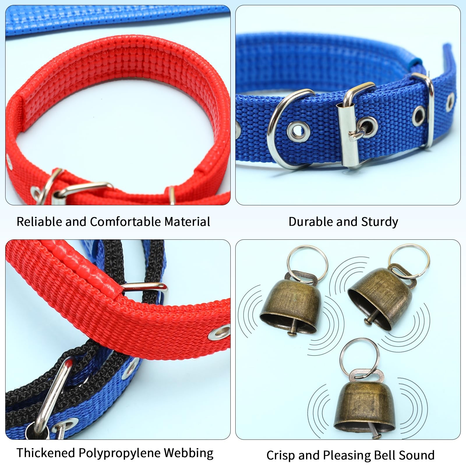 Clysee 10 Sets Adjustable Small Goat Collars with Bells Cow Horse Sheep Coppe…