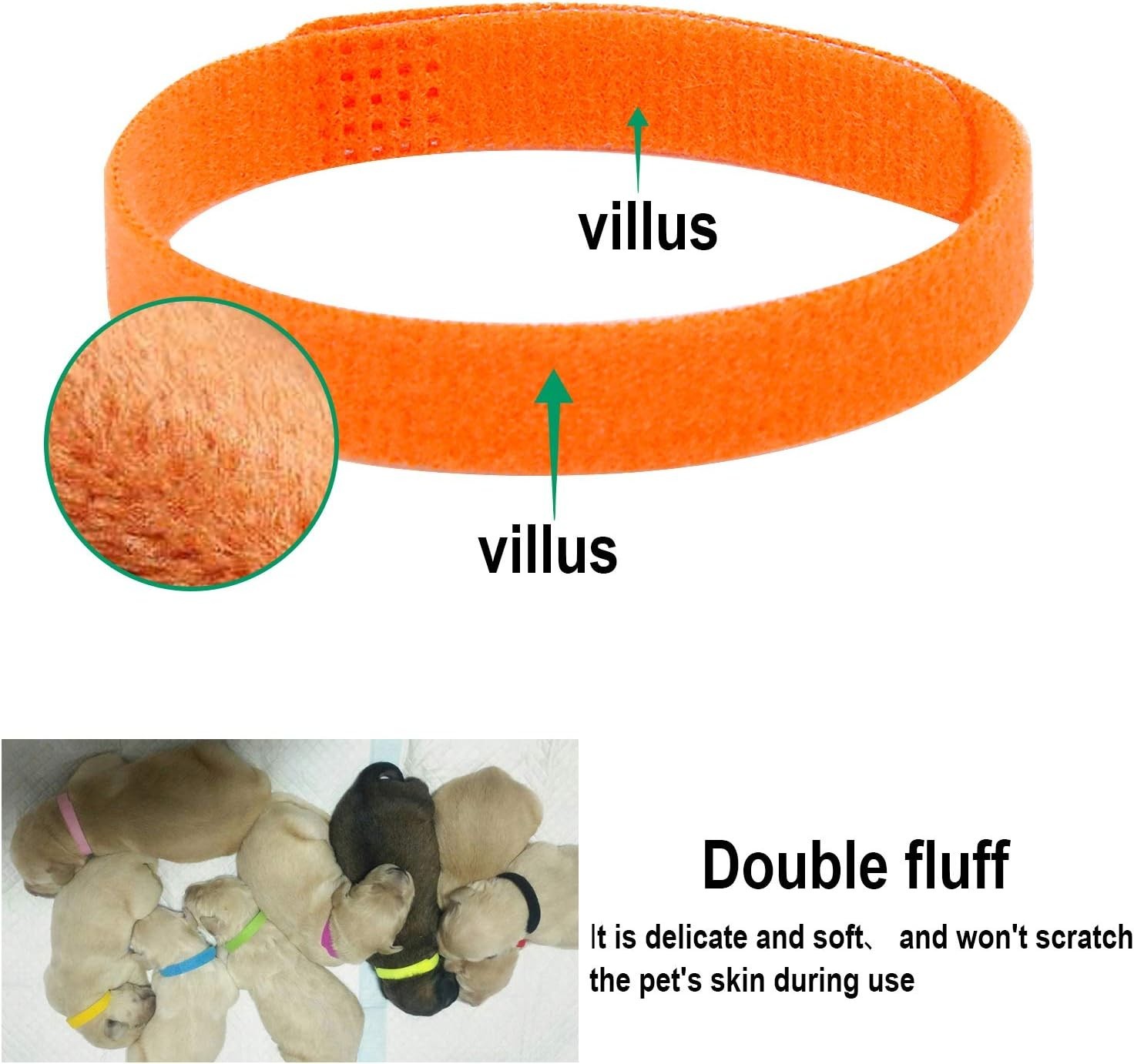 Adjustable Puppy ID Bands with Double-Sided Fluff for Newborn Pets in 15 Colors