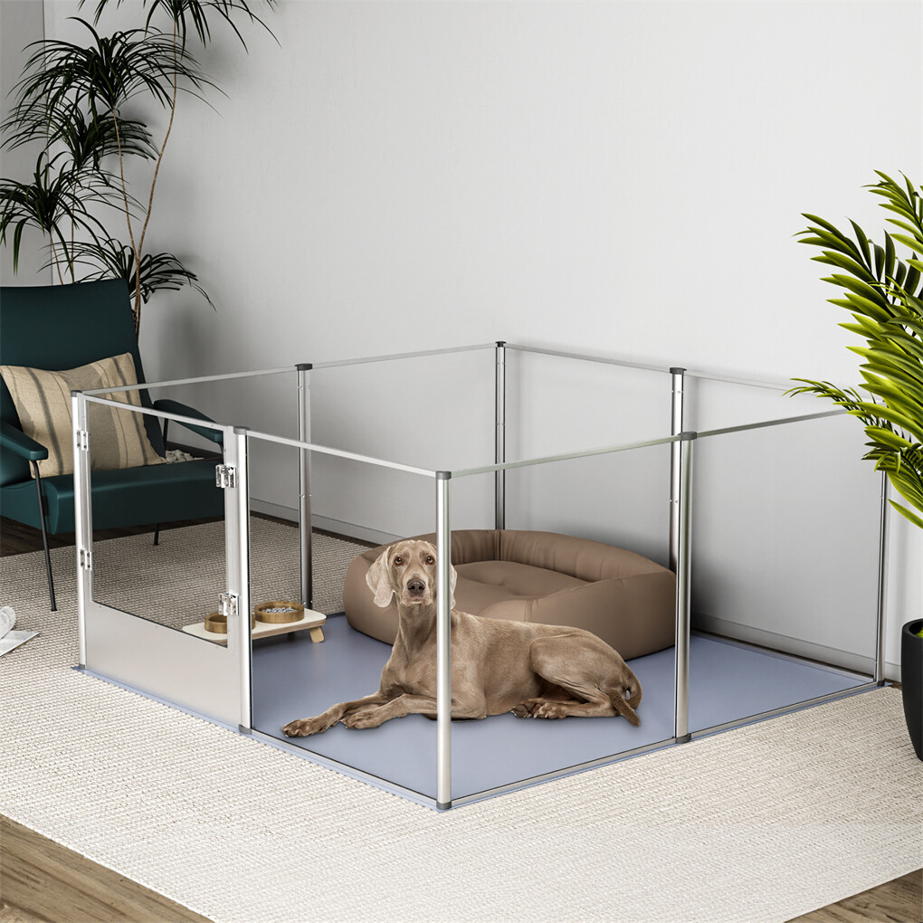 XXL Dog Playpen Pet Birth Fence Indoor Enclosure Scratch-Resistant Acrylic Box
