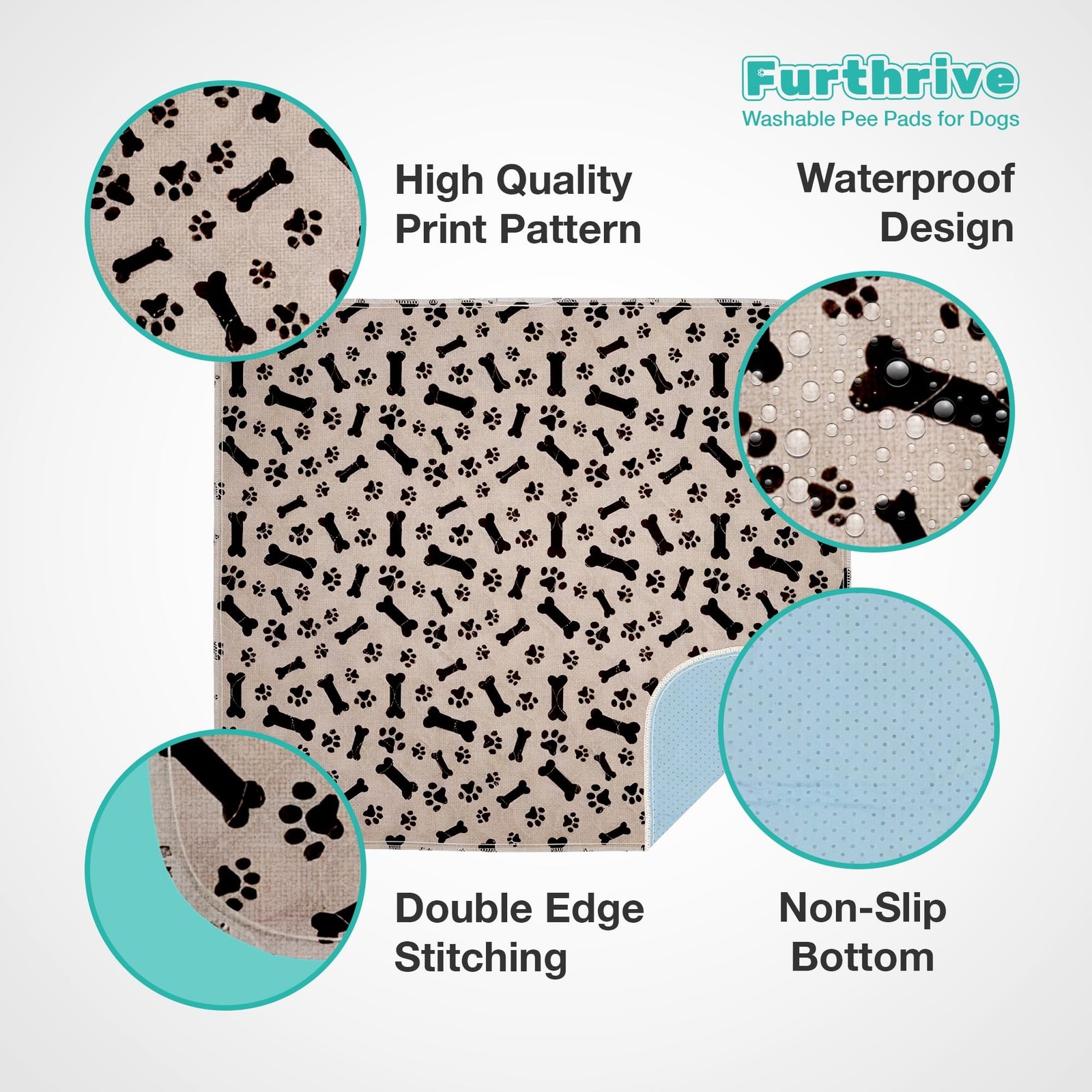 Furthrive Washable Pee Pads for Dogs with Pheromone Attraction, Reusable Pupp…