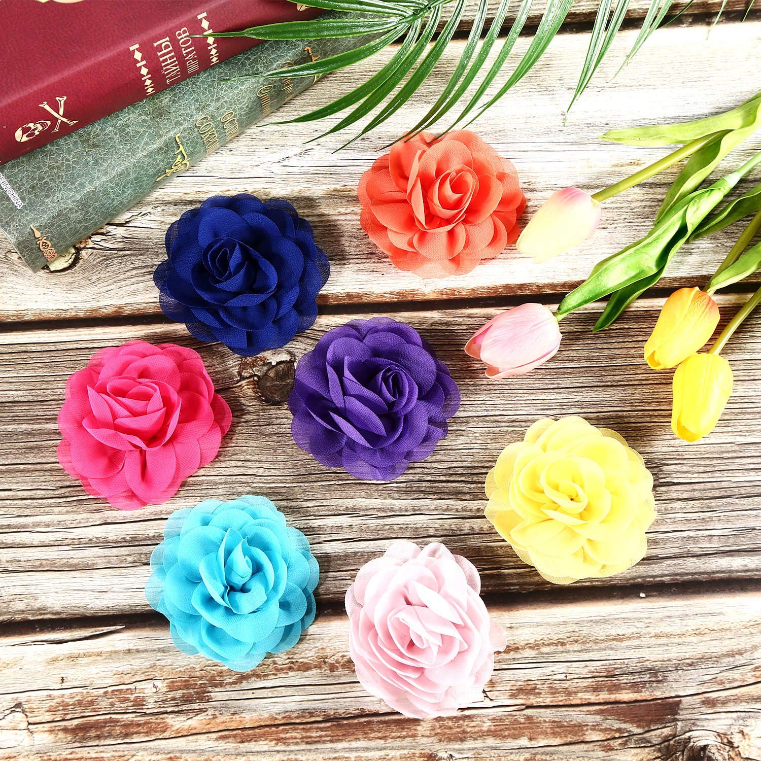 Leinuosen 20 Pcs Dog Flowers Collar Pet Adjustable 1.97 Inch, Color Set 1