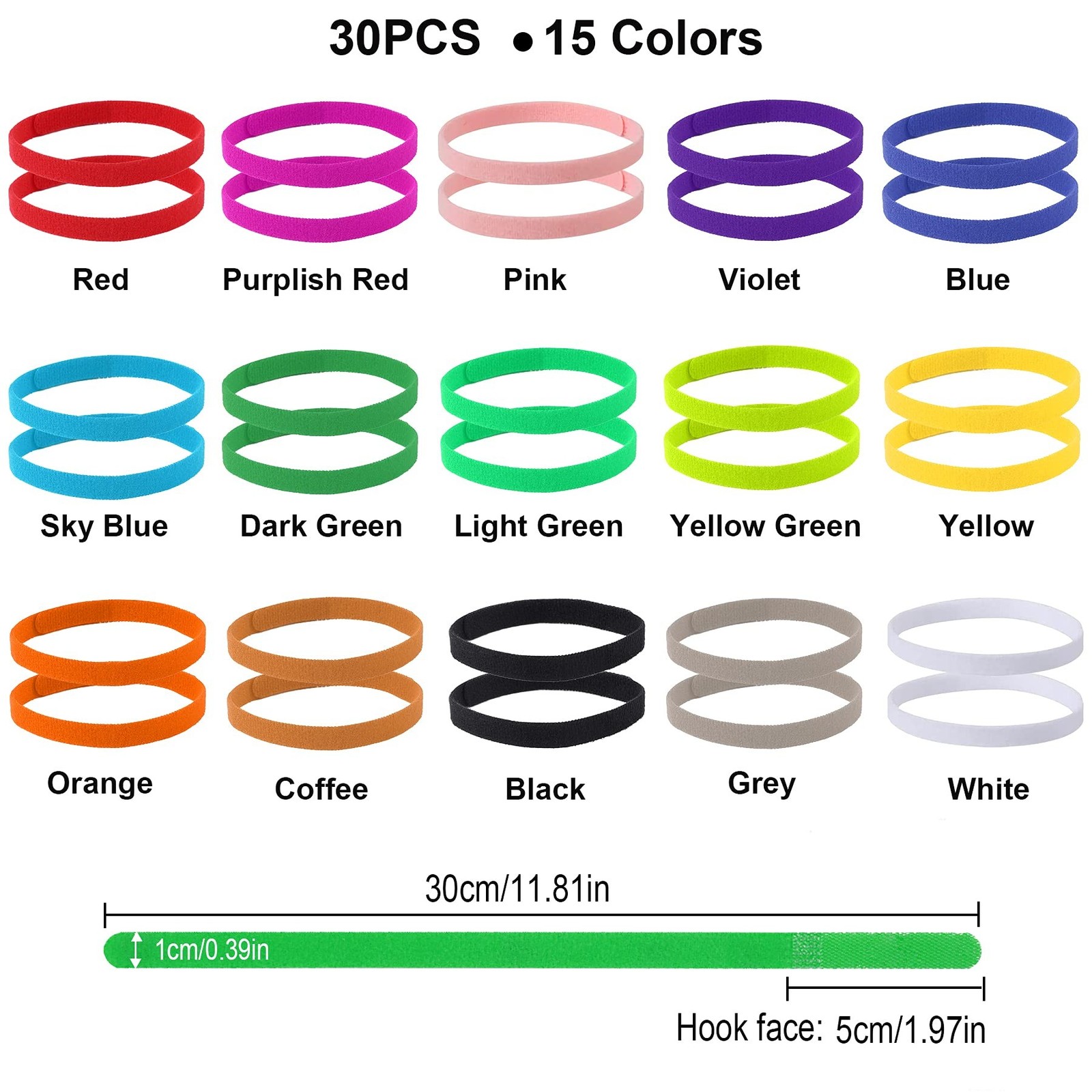 30 Pcs Puppy Whelping Collars Newborn Pet Collars Double-Sided Soft Adjustabl…