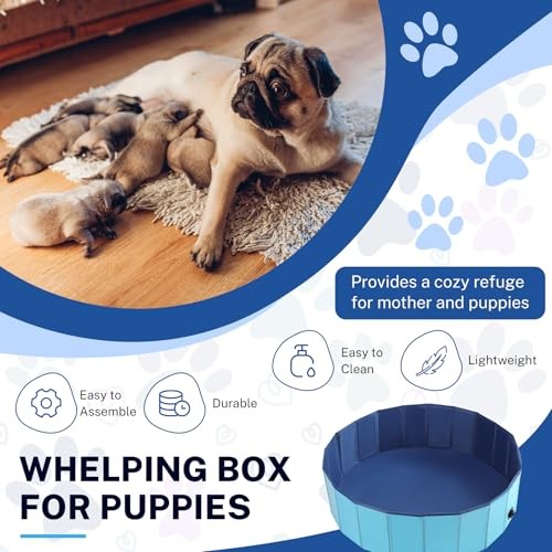 Portable Whelping Box for Puppies—32″x8″—Dog Birthing—32″ Dia. x 8″ H