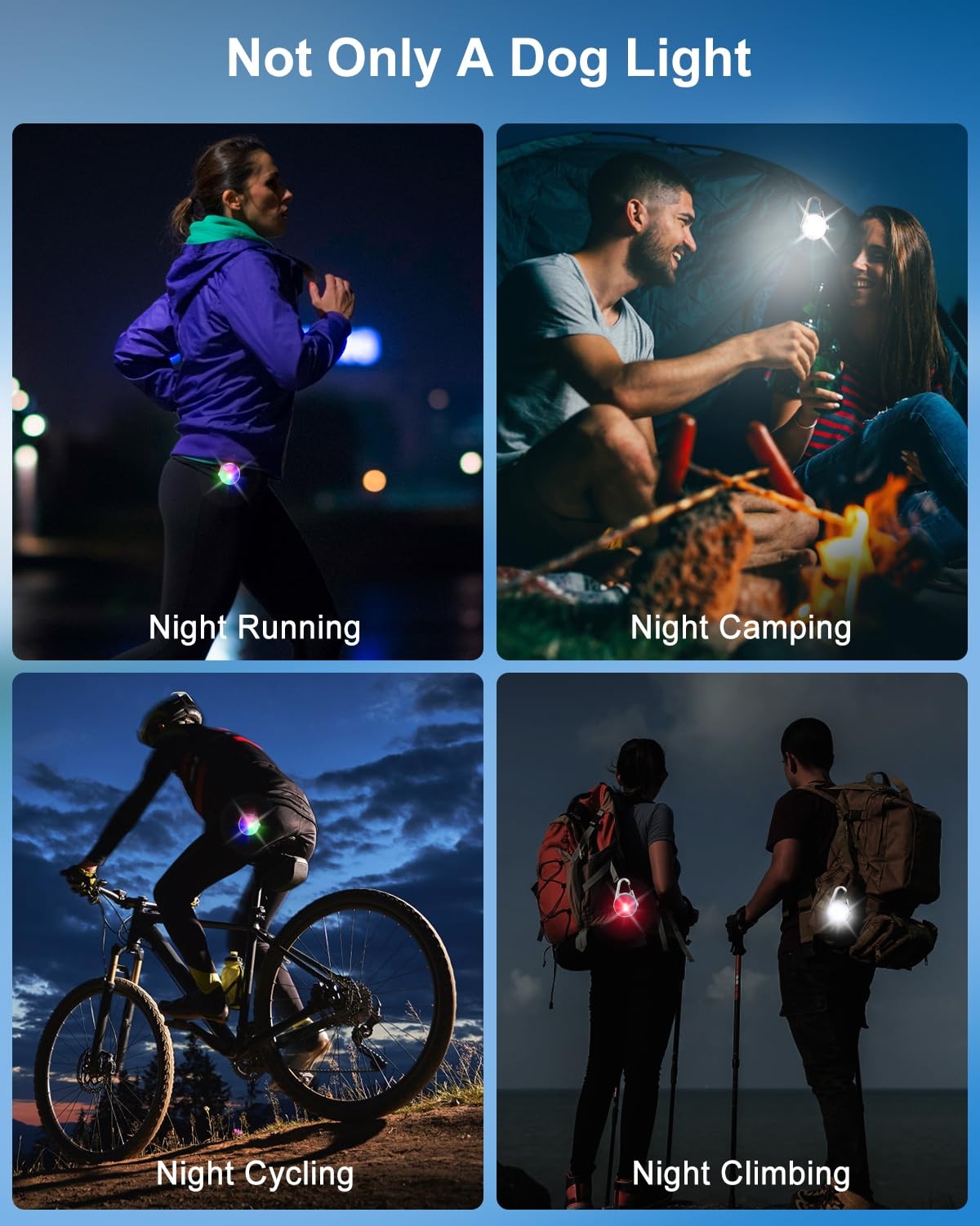 2 Pack Dog Collar Light, Rechargeable Lights for Night Walking E, White