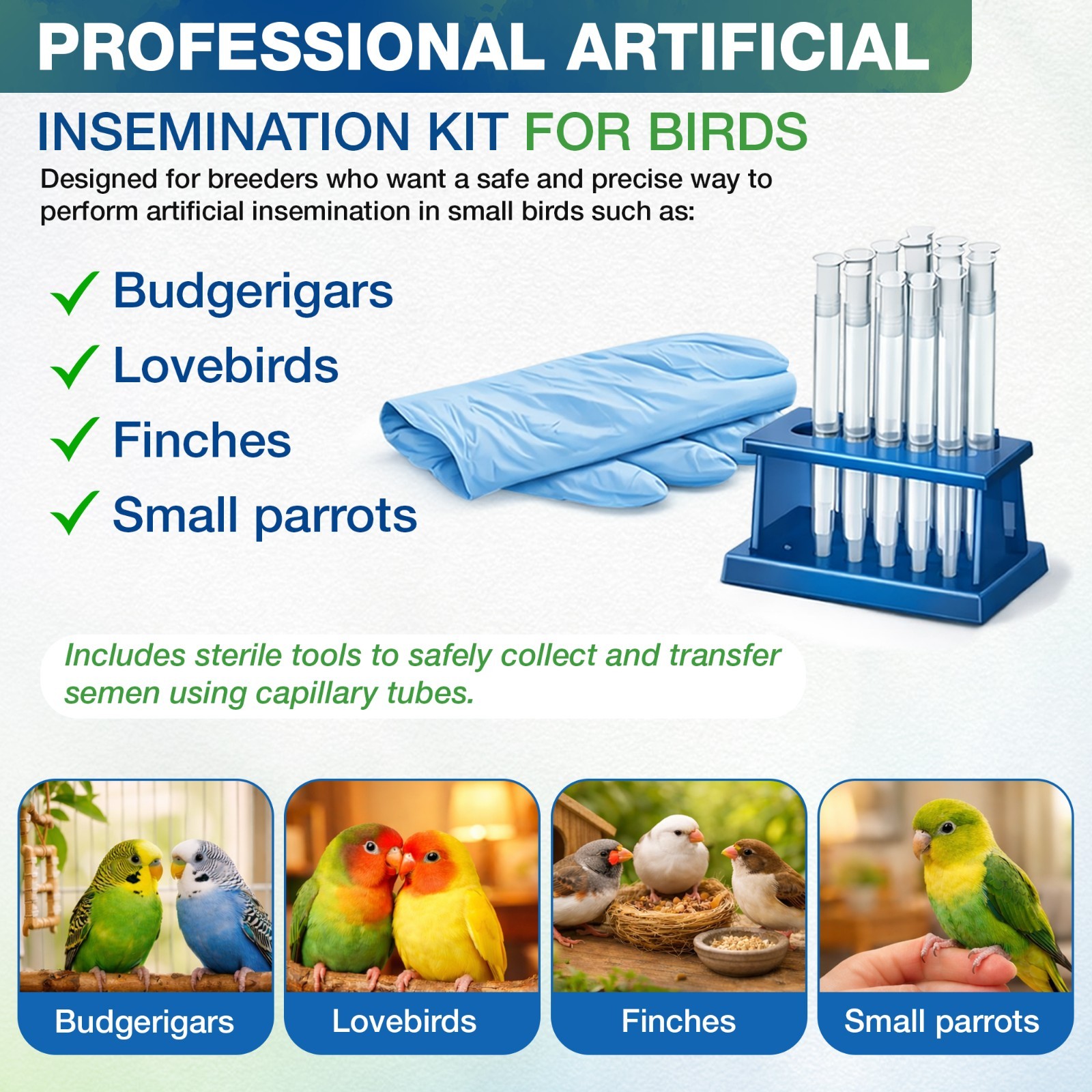 ACM-BUDGIE-AVIARY Artificial Insemination Kit for Small Birds – Pro Budgie Breed