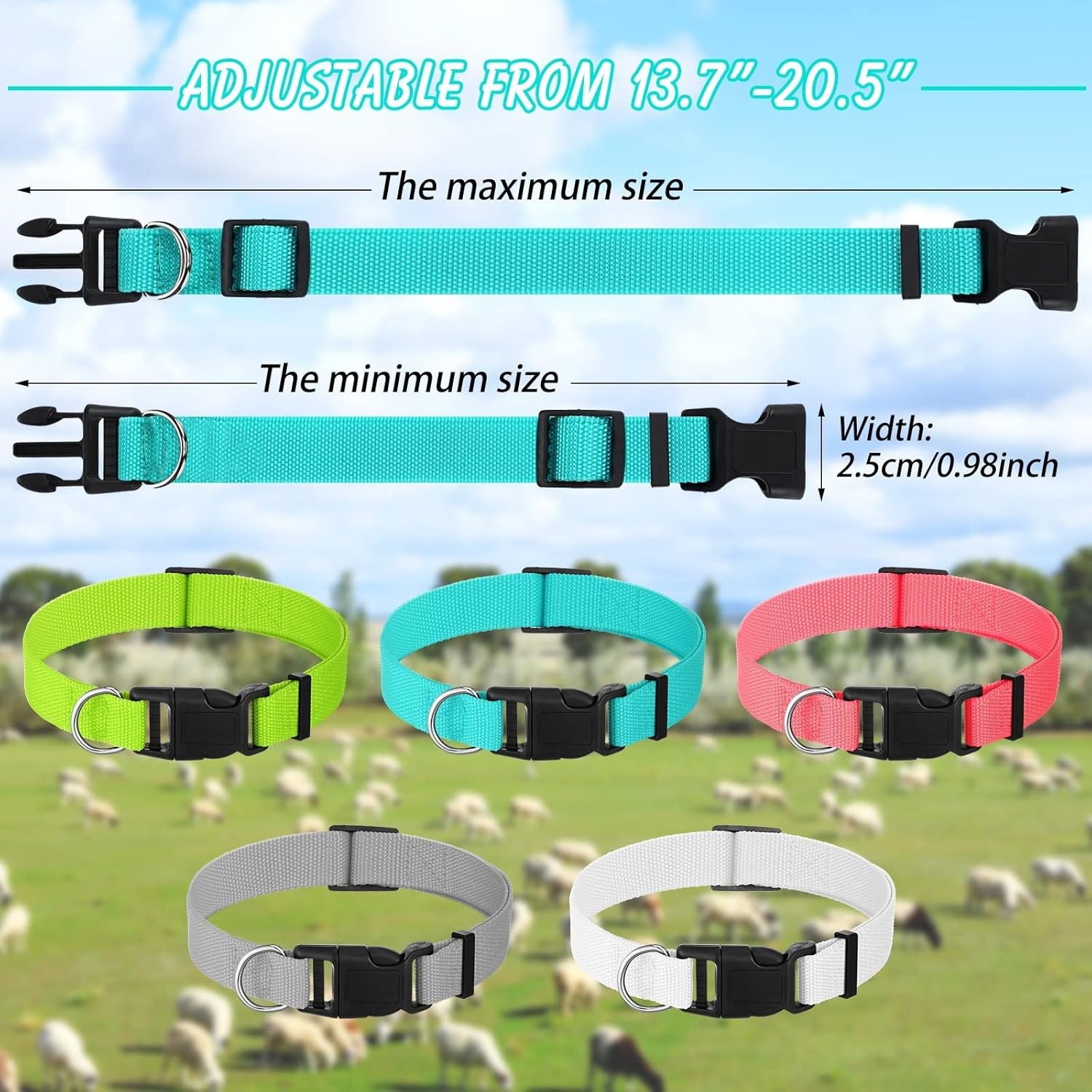 12 Pack Goat Collars with Bells, Adjustable Nylon Sheep Collar with Anti-Lost…