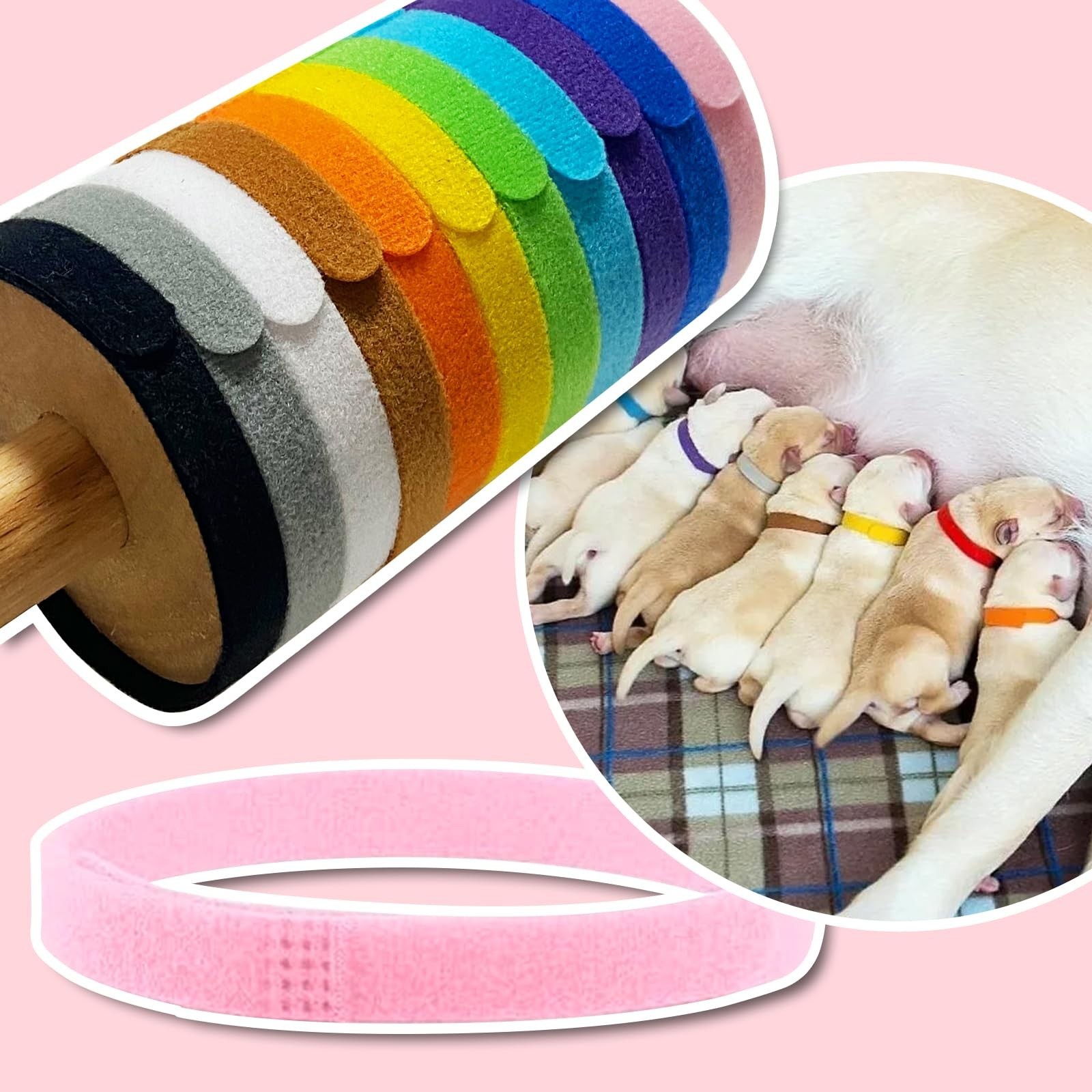 12 Colors Puppy Collars for Litter, Double-Sided Soft Adjustable Identificati…