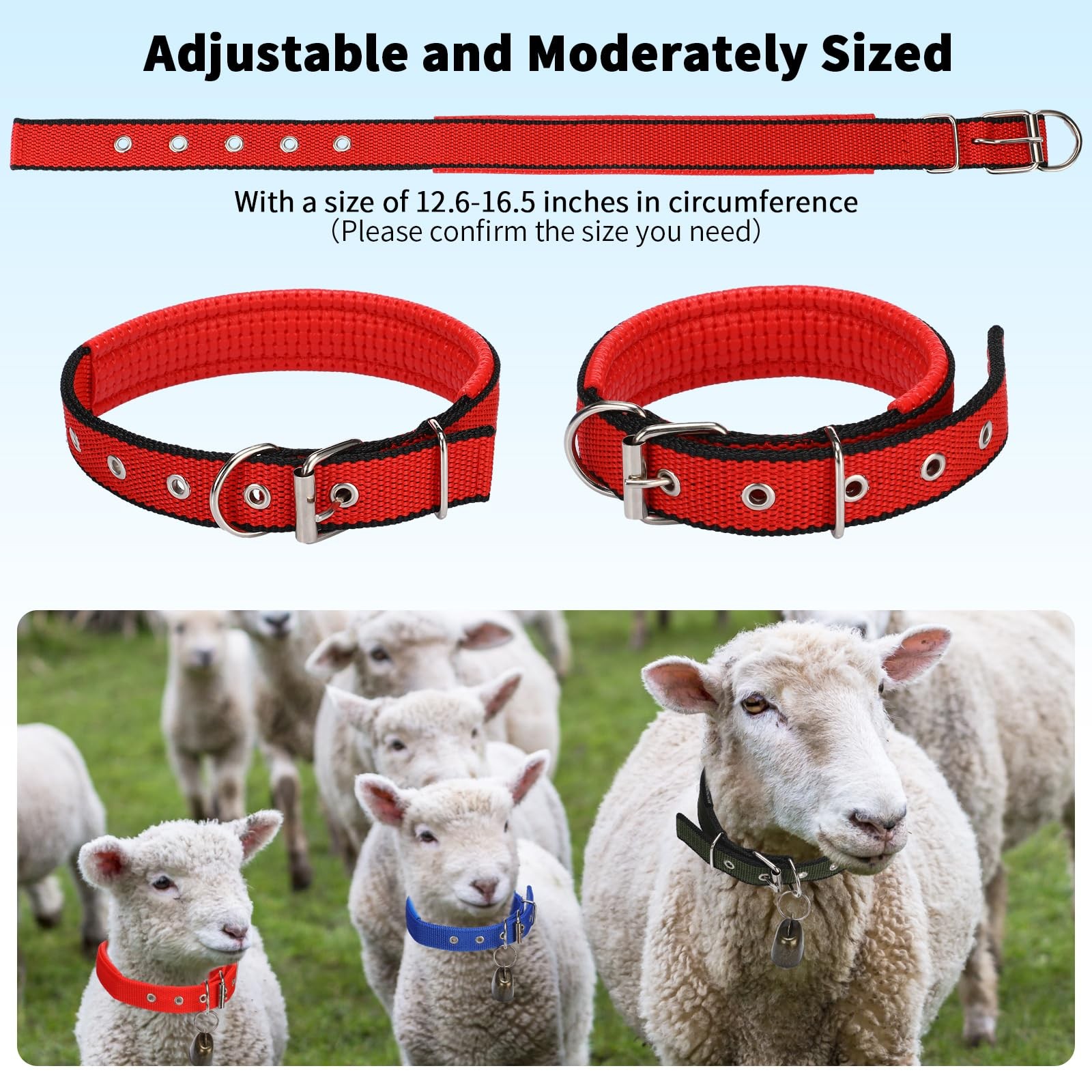 Clysee 10 Sets Adjustable Small Goat Collars with Bells Cow Horse Sheep Coppe…