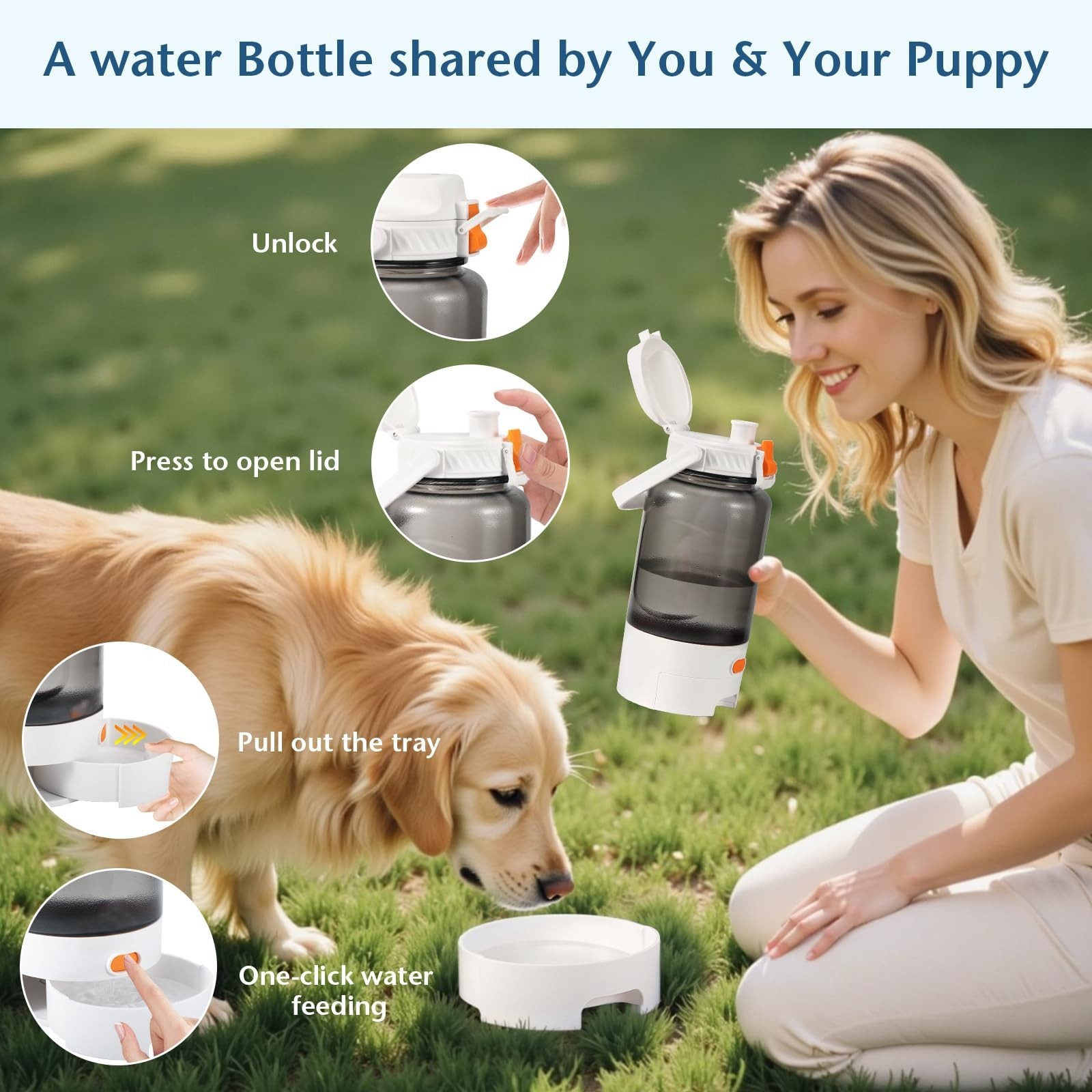 50oz Outdoor Dog Water Bottle – Leakproof Pet & Human Water Dispens… Fast Ship