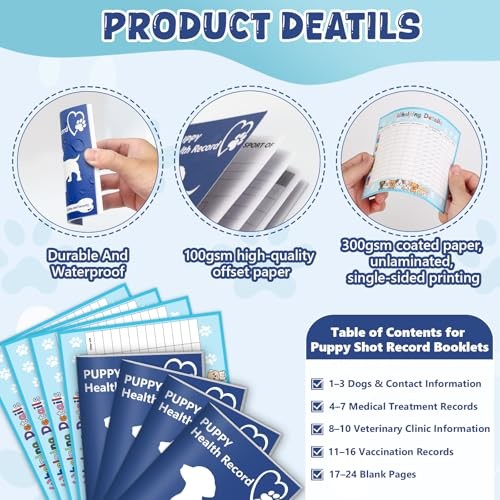 Puppy Whelping Supplies Kit Include 12 Puppy Shot Record Booklets 6 Record