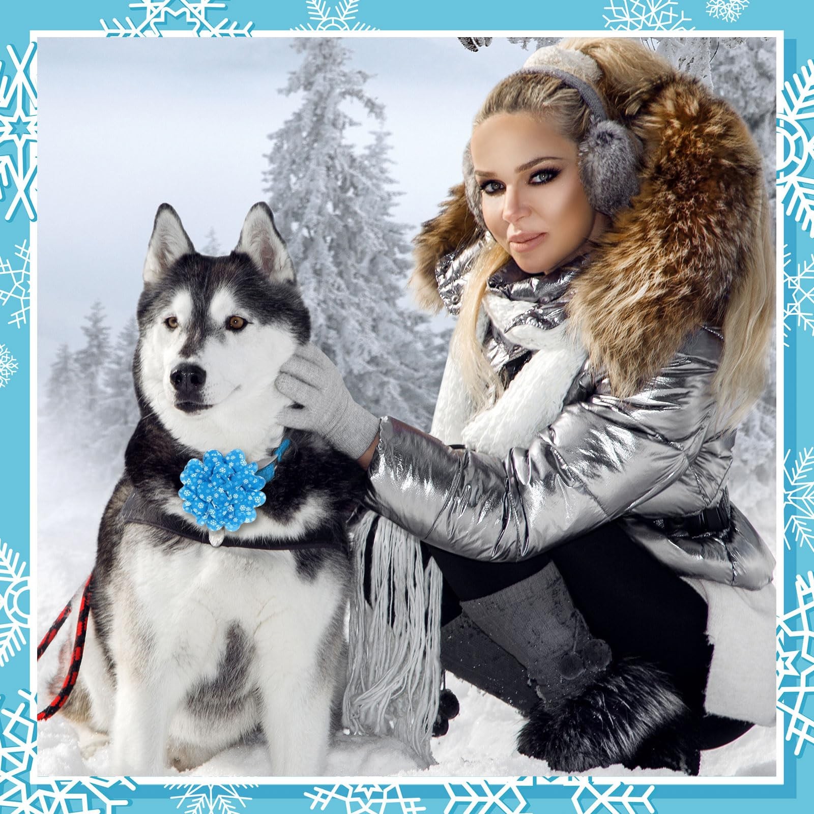 Huhumy 50 Pieces Winter Dog about 8 cm/ 3.15 inches in diameter, blue, white