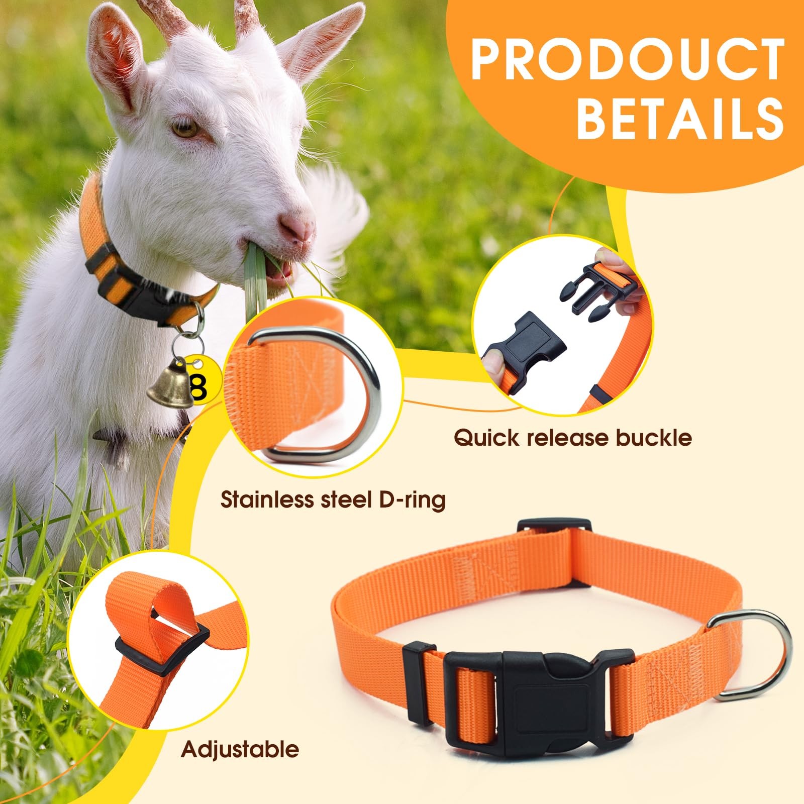 ETCYAOXIN 12-Pack Goat Collars with Bells and Numbered Multicolor