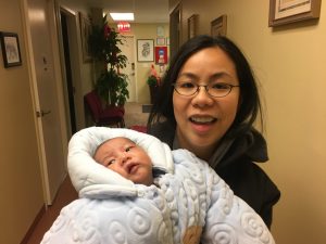 Mom and baby visiting The Birthing Center